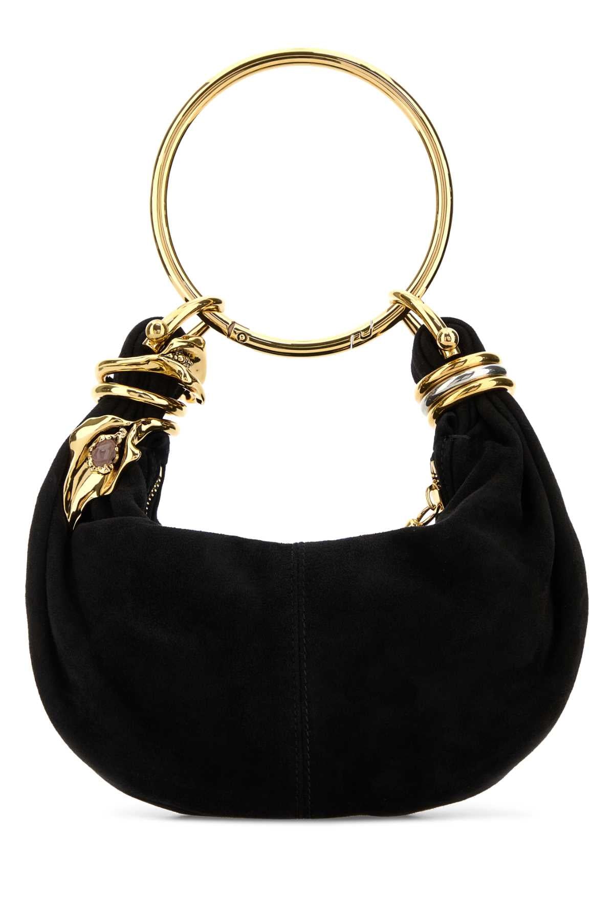 Chloe Women Black Suede Mini Bracelet Handbag