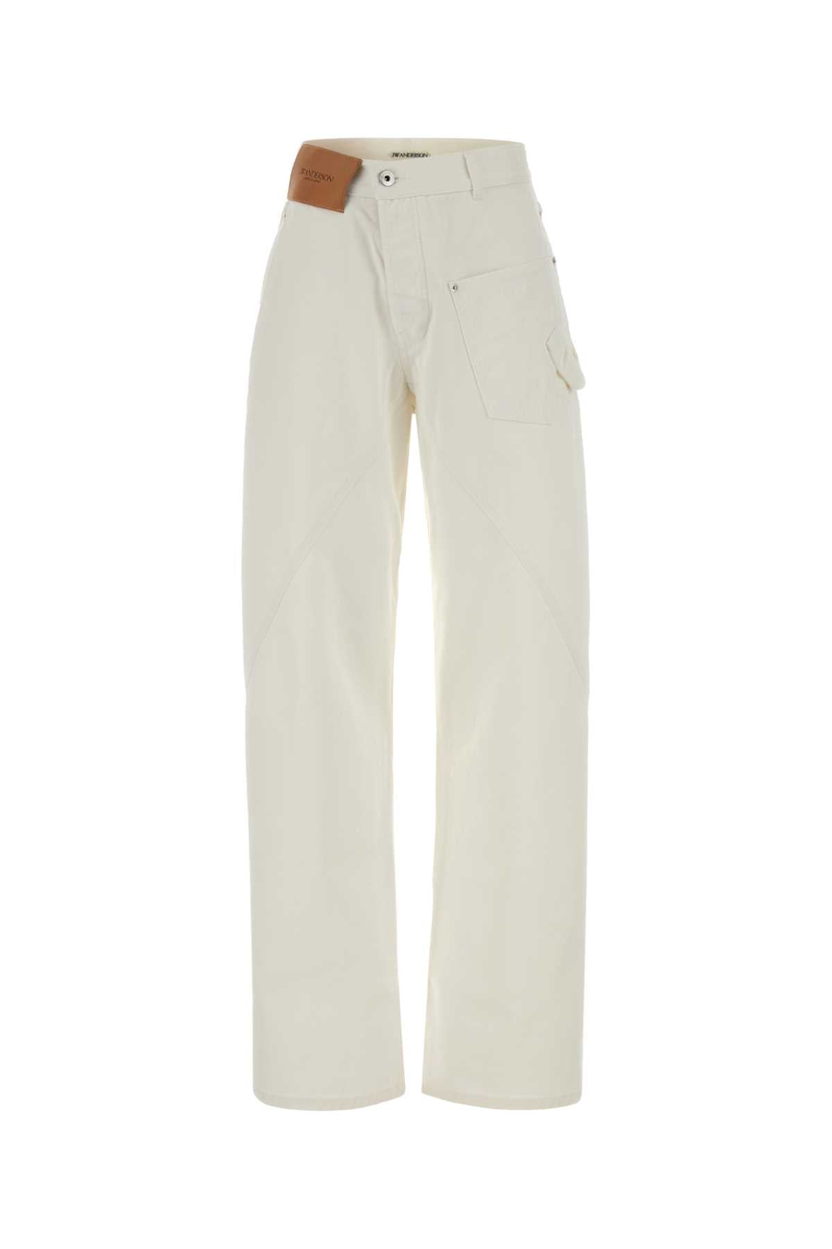 Jw Anderson Women White Denim Jeans J.W. ANDERSON