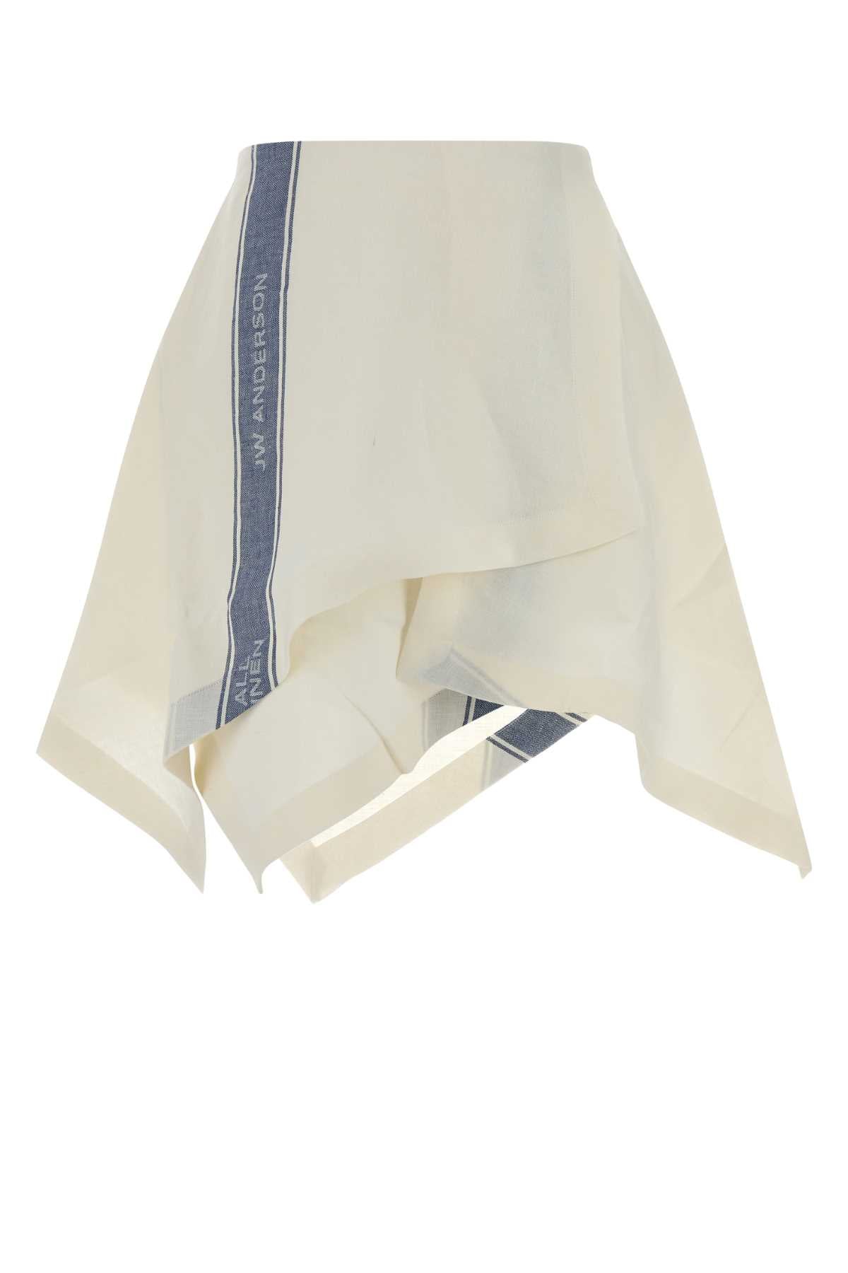 Jw Anderson Women Ivory Linen Mini Skirt J.W. ANDERSON