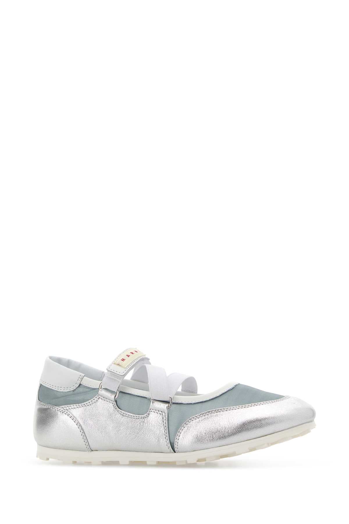 Marni Women Silver Mesh And Leather Soccer Retro Ballerinas MARNI
