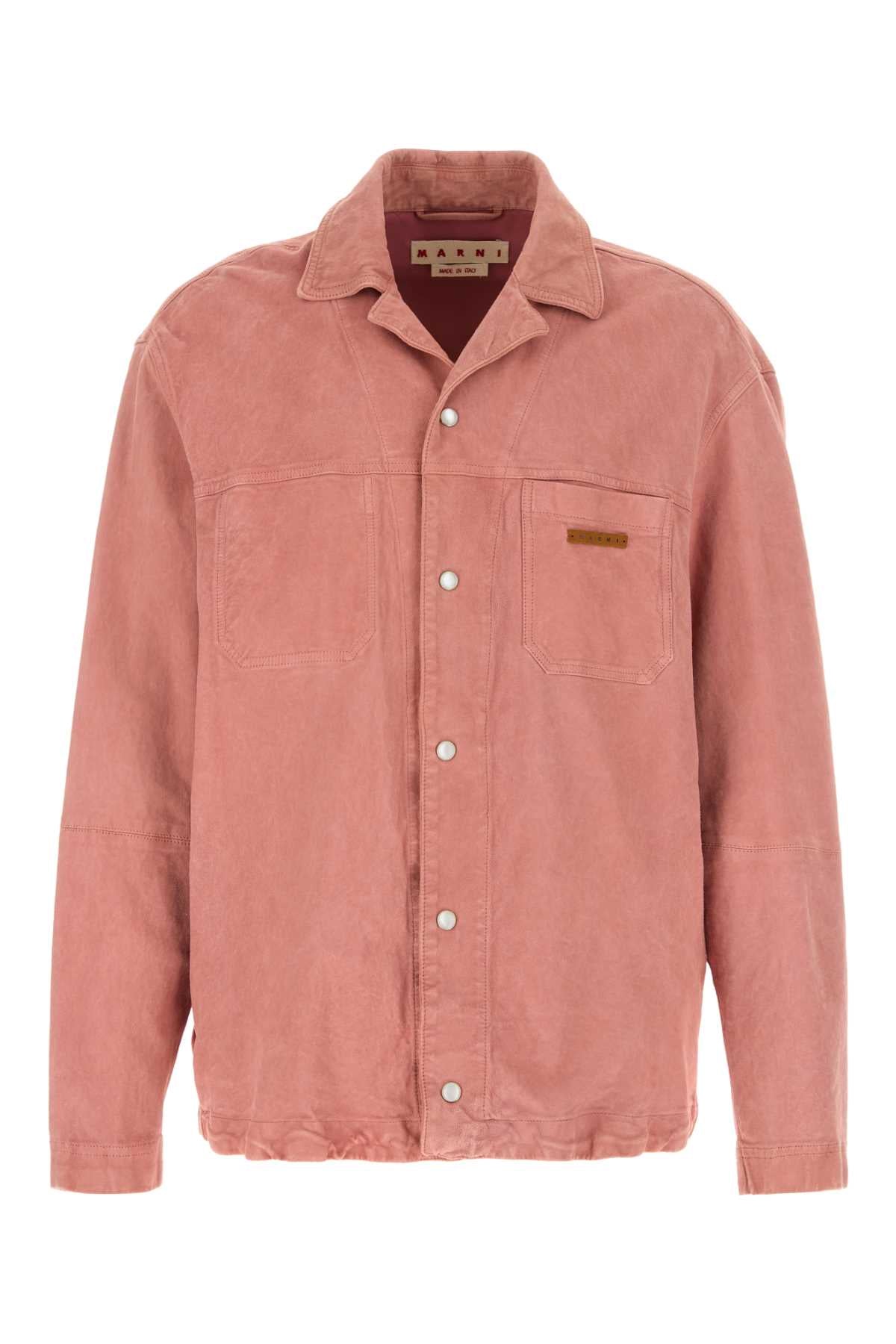 Marni Men Pink Suede Shirt MARNI
