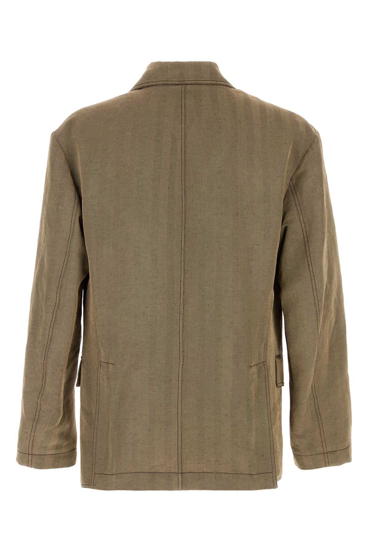 Salvatore Ferragamo Men Embroidered Linen Blend Blazer FERRAGAMO