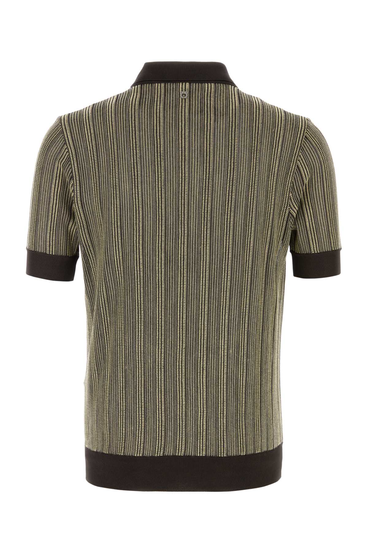 Salvatore Ferragamo Men Embroidered Stretch Viscose Blend Polo Shirt FERRAGAMO