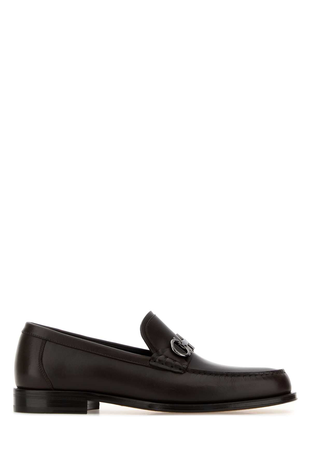 Salvatore Ferragamo Men Dark Brown Leather Teatro Loafers FERRAGAMO