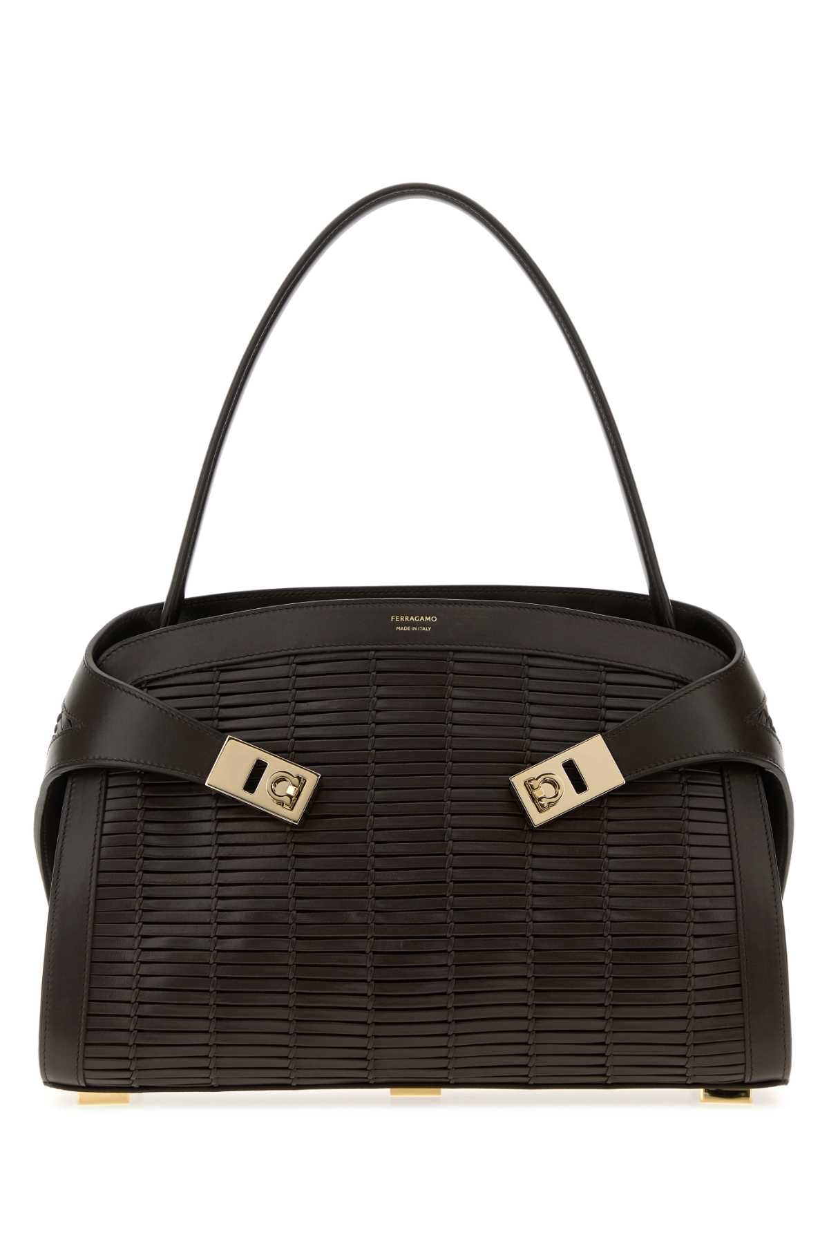 Salvatore Ferragamo Women Dark Brown Leather Hug Handbag FERRAGAMO