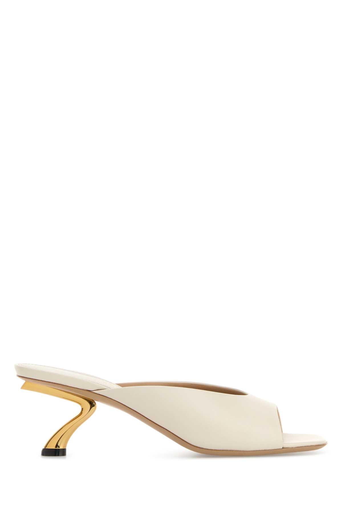 Salvatore Ferragamo Women Ivory Leather Igea Mules FERRAGAMO