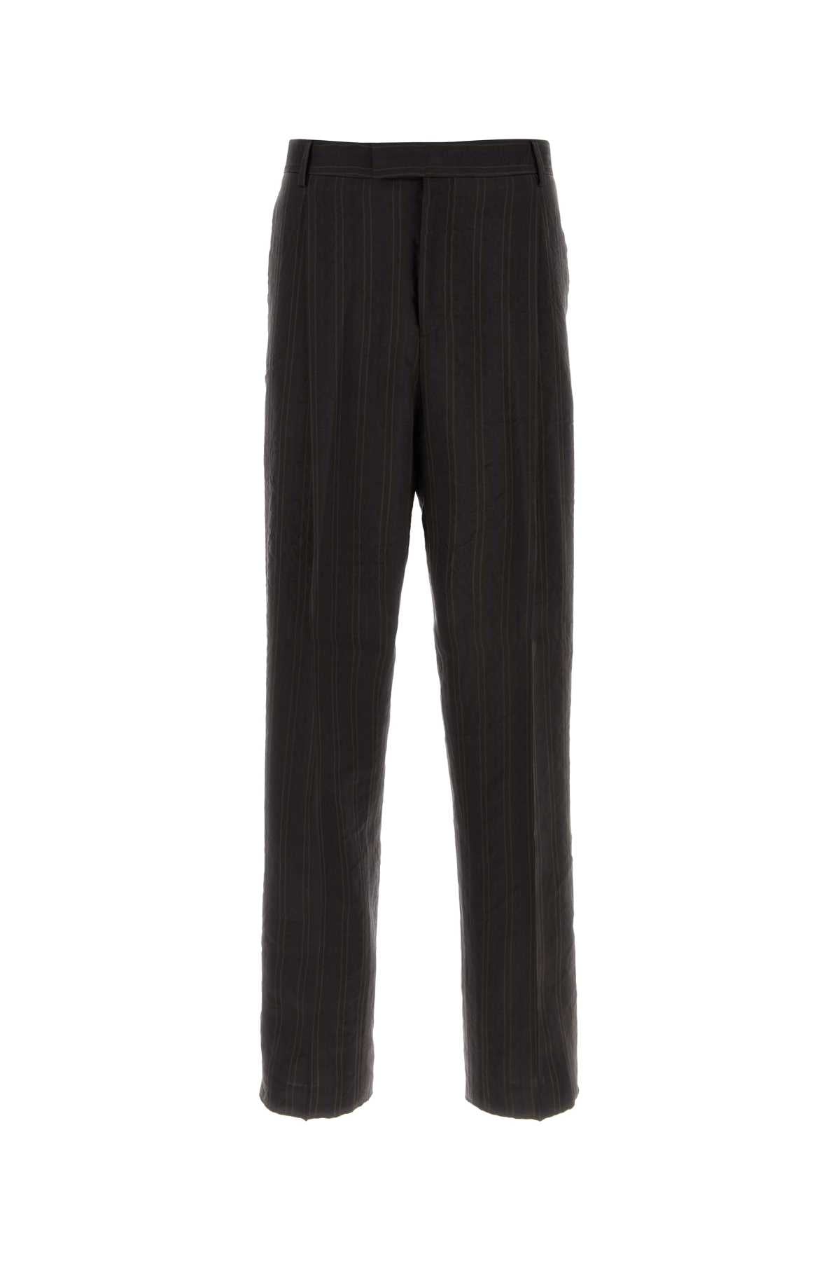 Salvatore Ferragamo Men Embroidered Linen Blend Pant FERRAGAMO