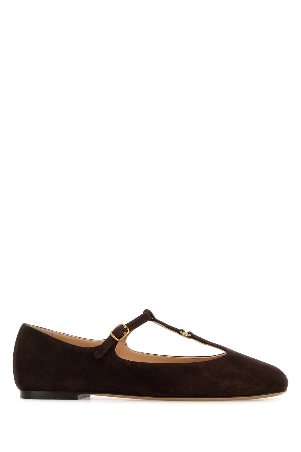Chloe Women Dark Brown Suede Marcie Ballerinas CHLOE