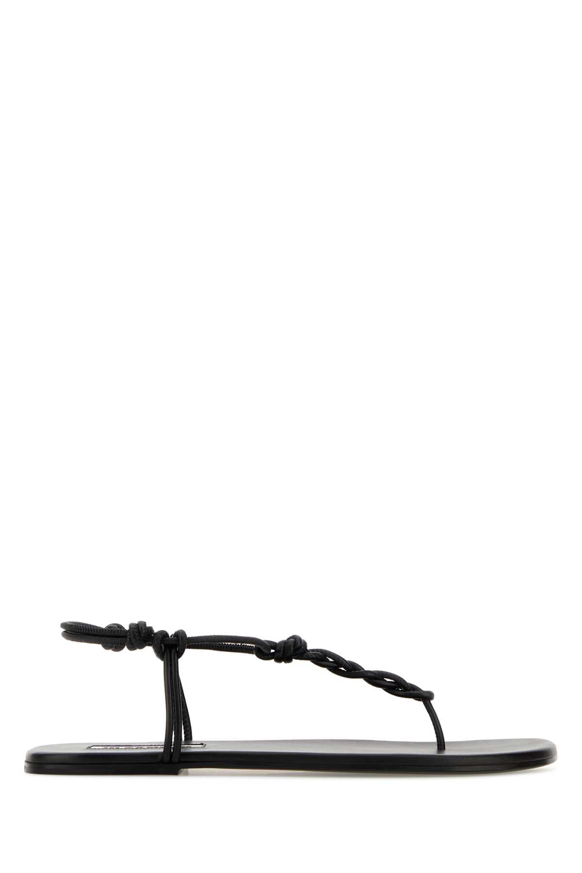 Jil Sander Women Black Leather Tangle Sandals JIL SANDER