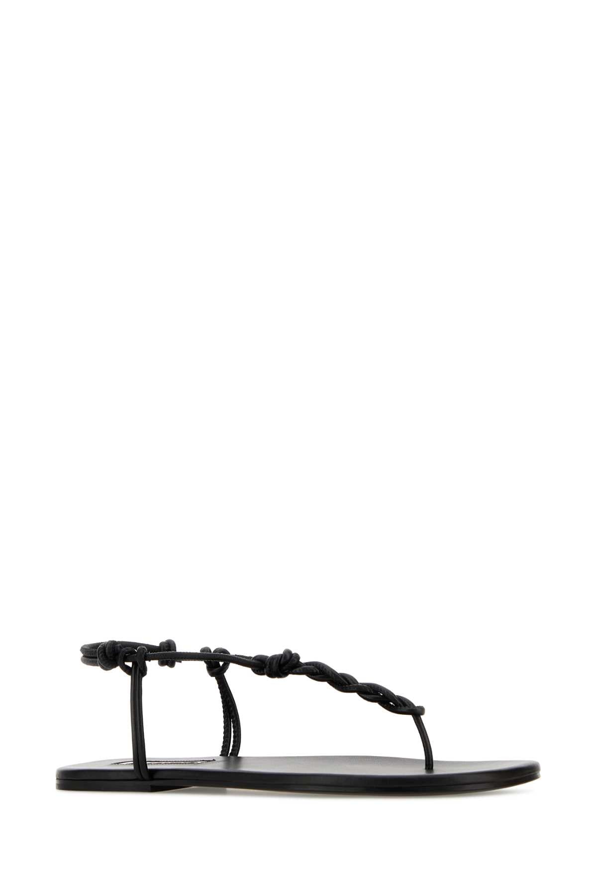 Jil Sander Women Black Leather Tangle Sandals JIL SANDER
