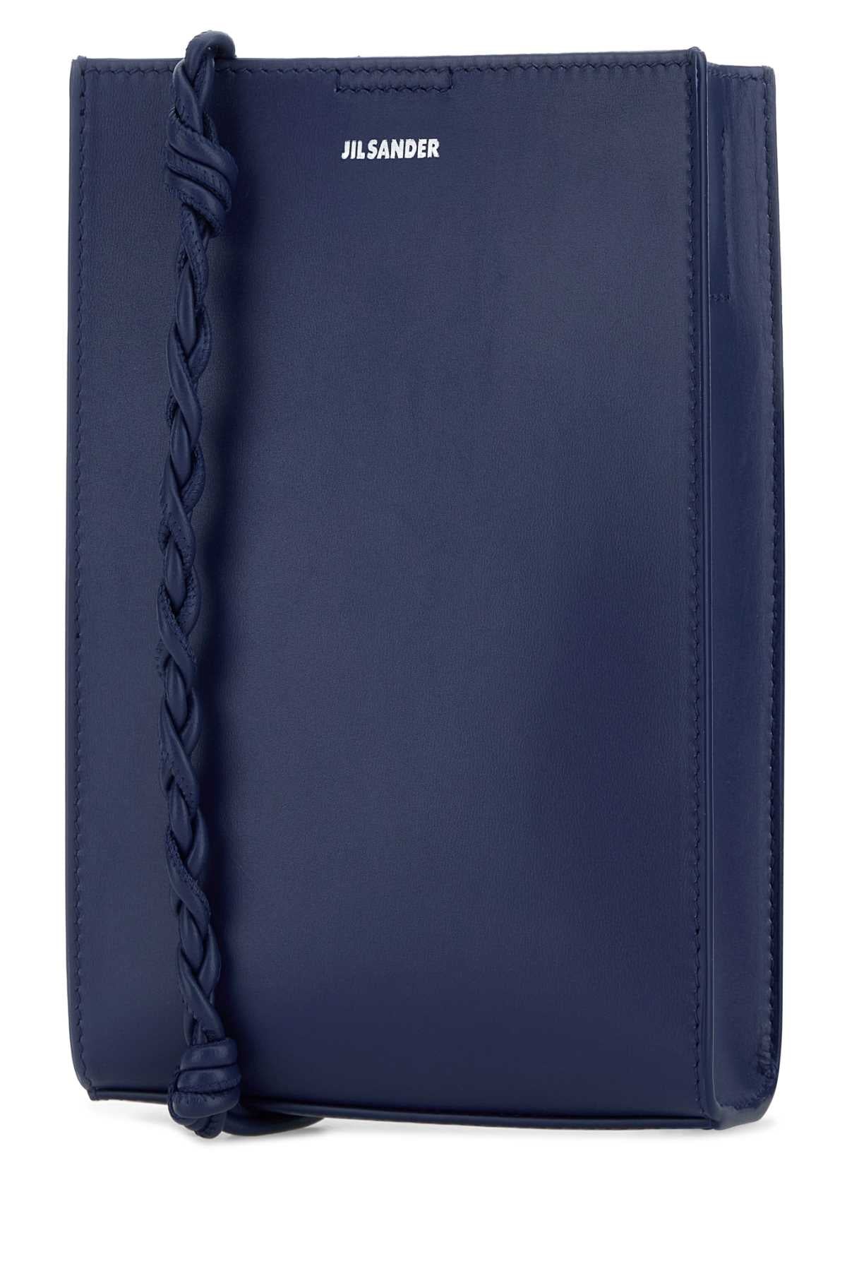 Jil Sander Women Navy Blue Leather Small Tangle Shoulder Bag JIL SANDER