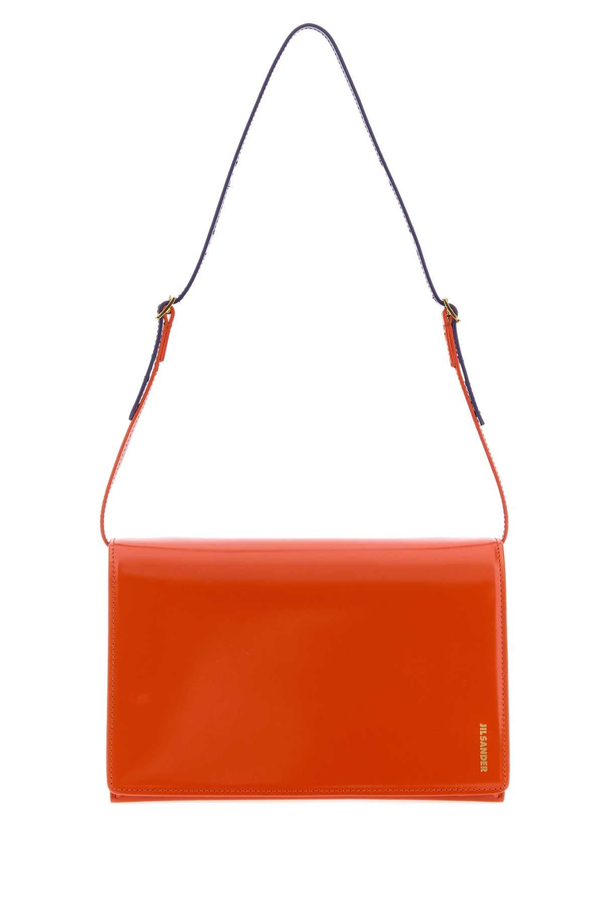 Jil Sander Women Orange Leather Small File Shoulder Bag JIL SANDER