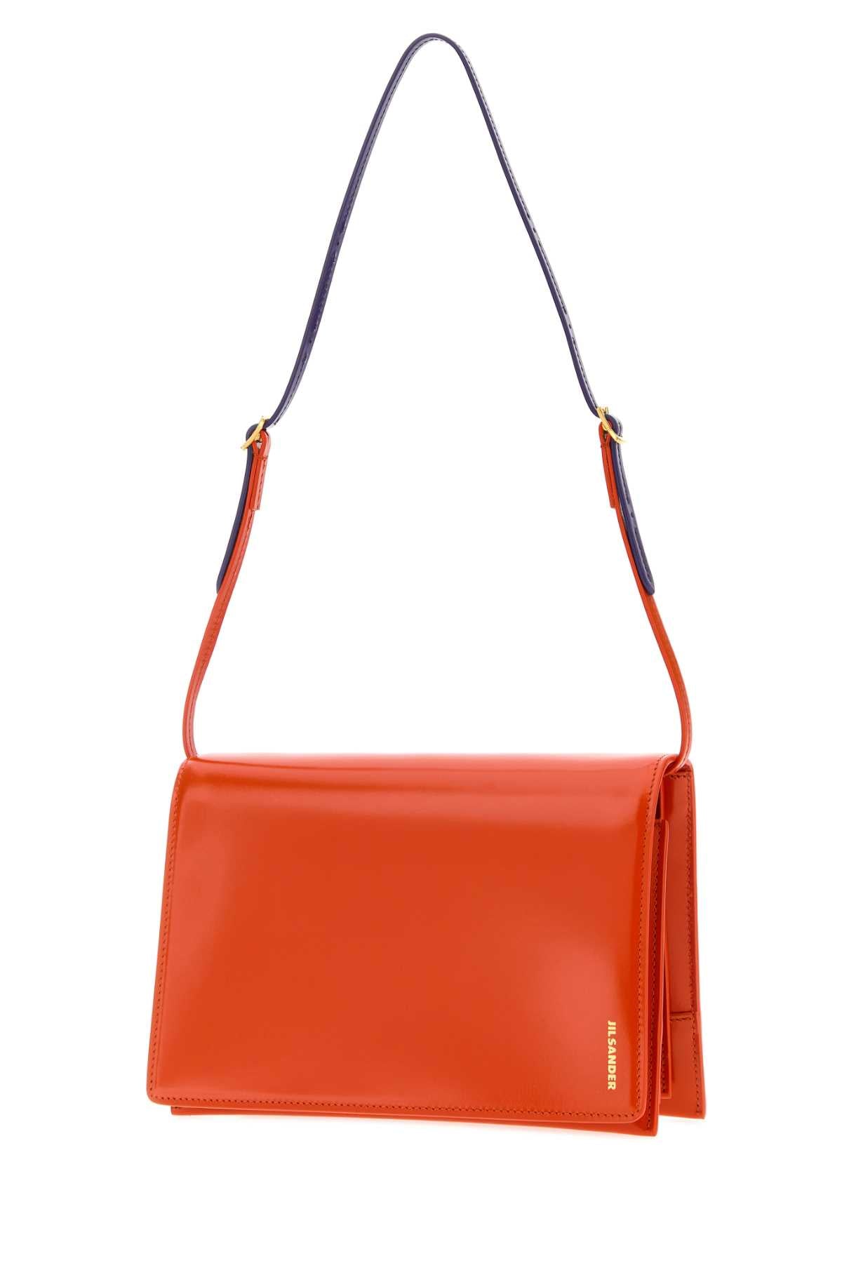 Jil Sander Women Orange Leather Small File Shoulder Bag JIL SANDER