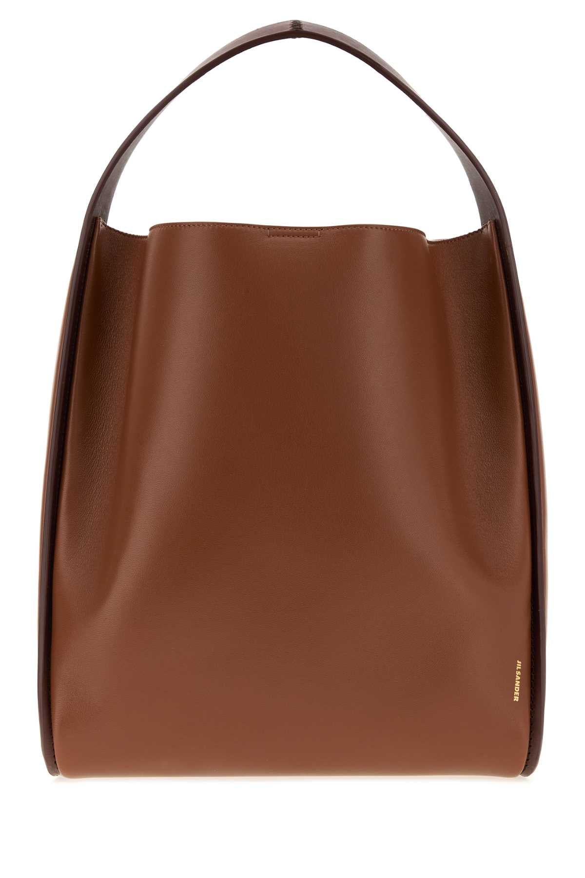 Jil Sander Women Caramel Leather Pivot Bucket Bag JIL SANDER