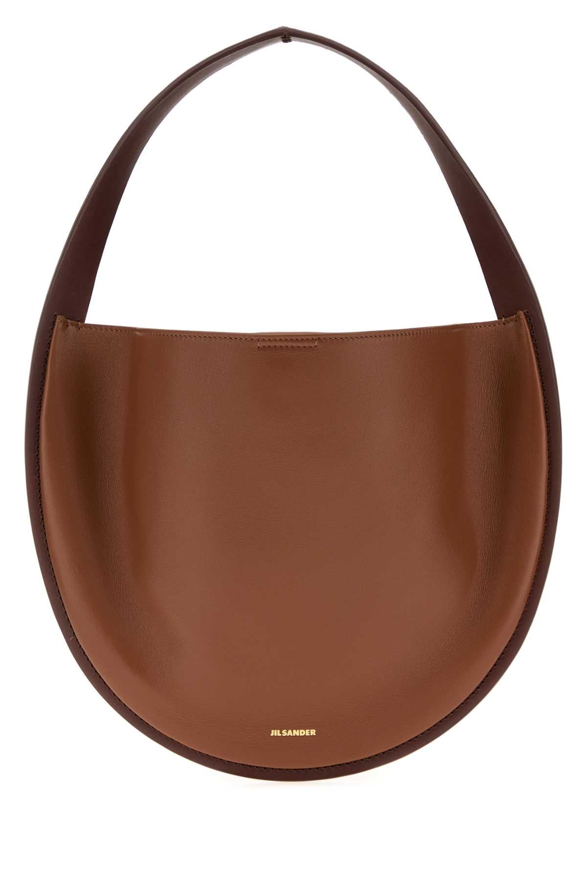 Jil Sander Women Caramel Leather Pivot Shoulder Bag JIL SANDER