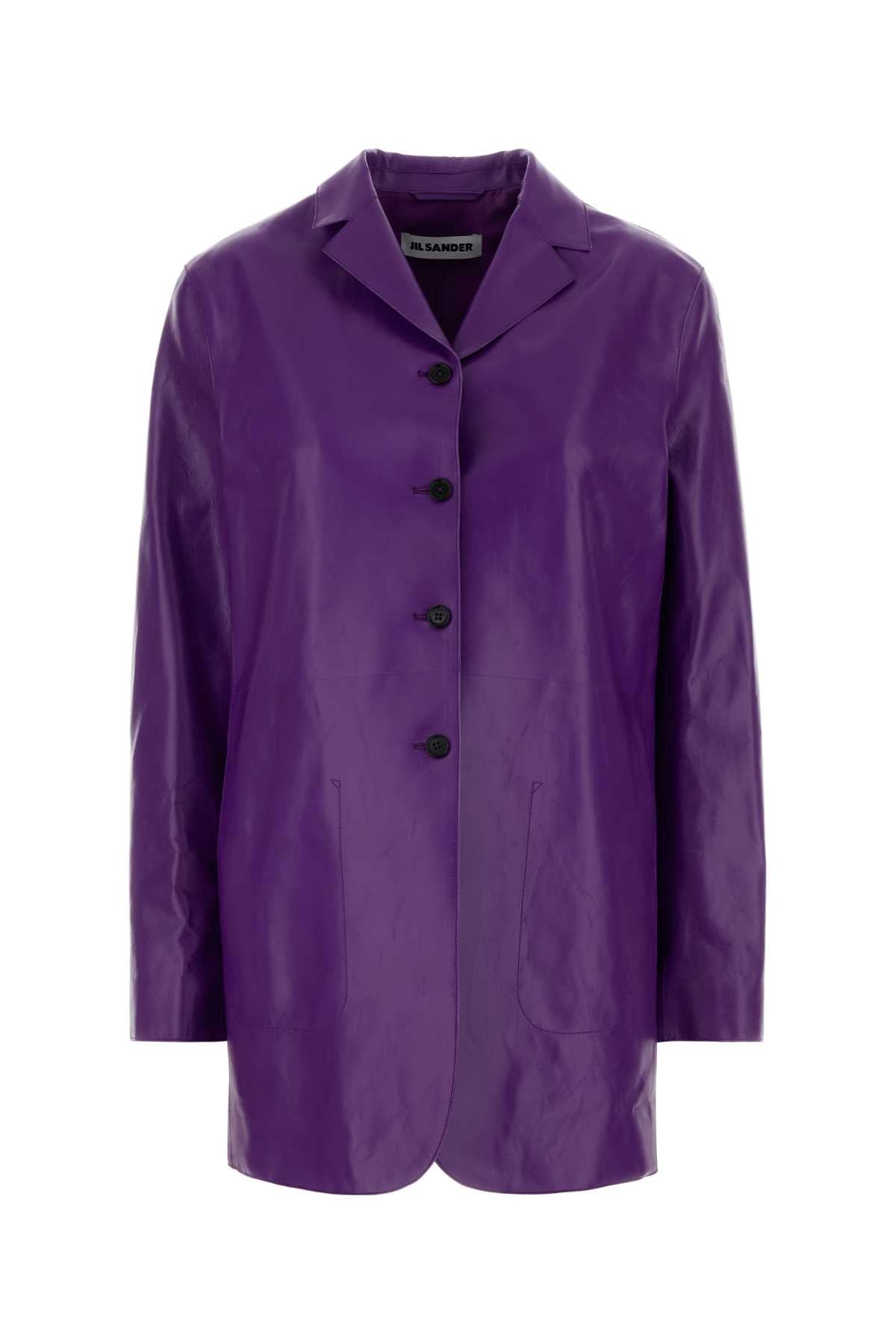 Jil Sander Women Purple Leather Jacket JIL SANDER