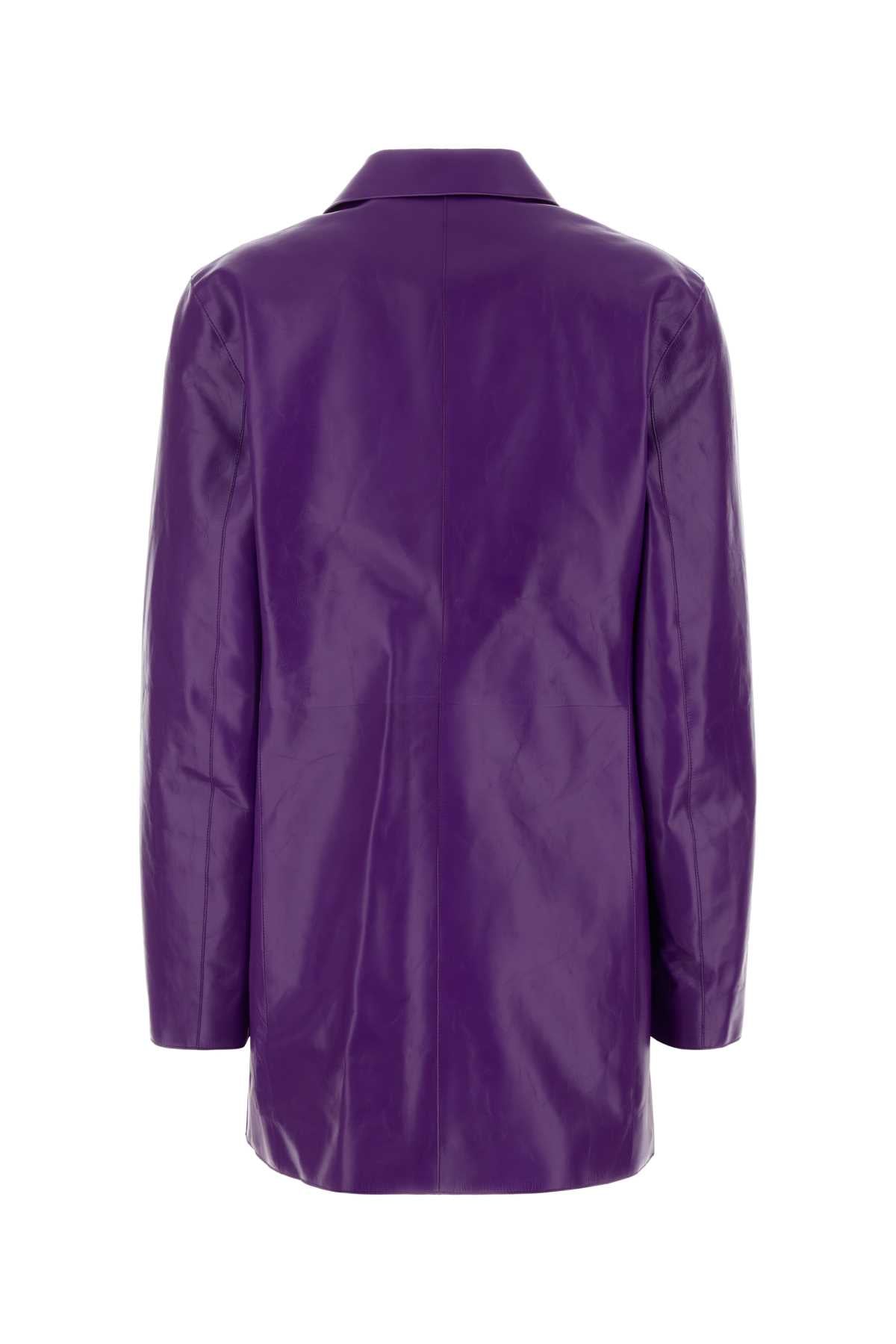 Jil Sander Women Purple Leather Jacket JIL SANDER