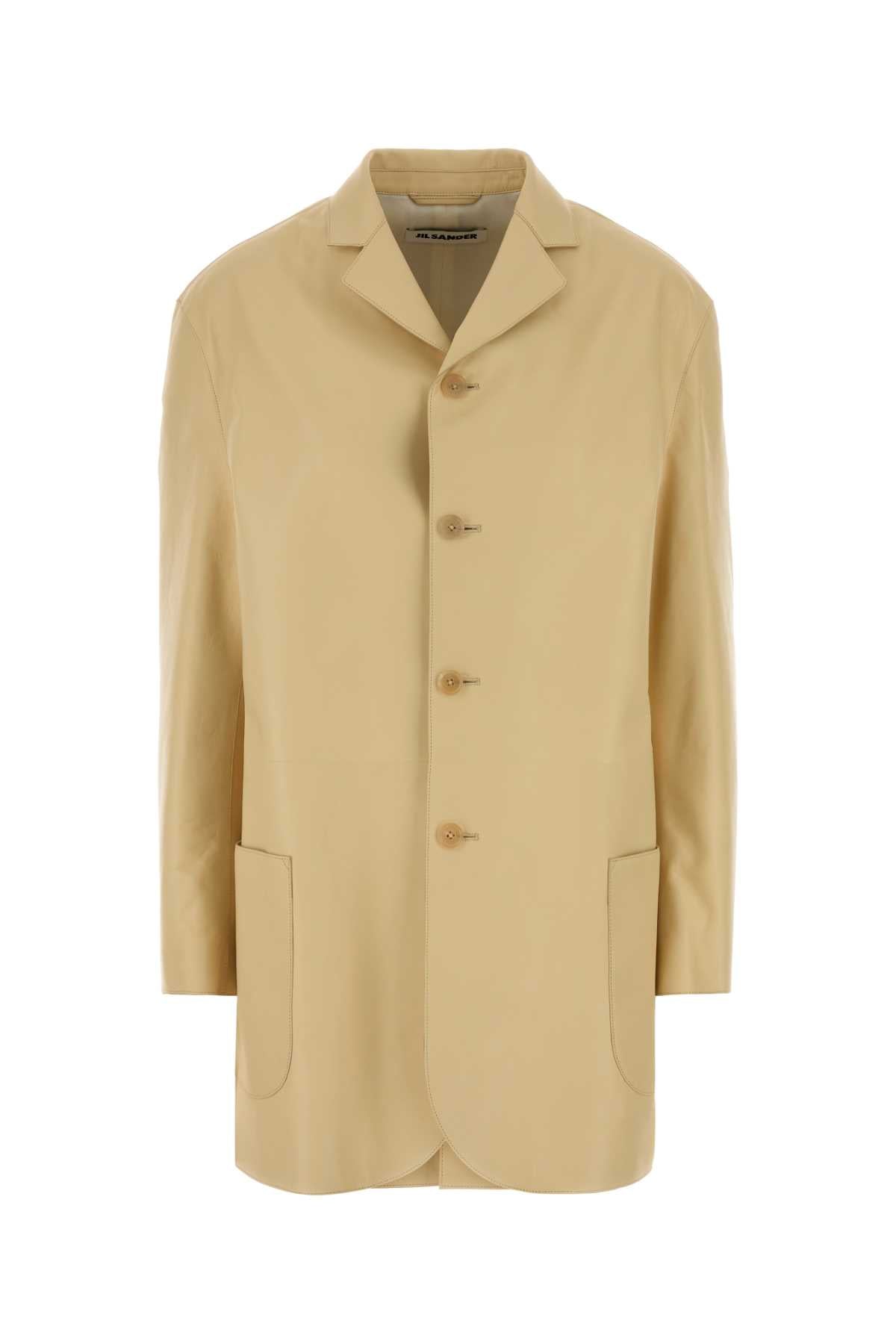 Jil Sander Women Cream Leather Blazer JIL SANDER
