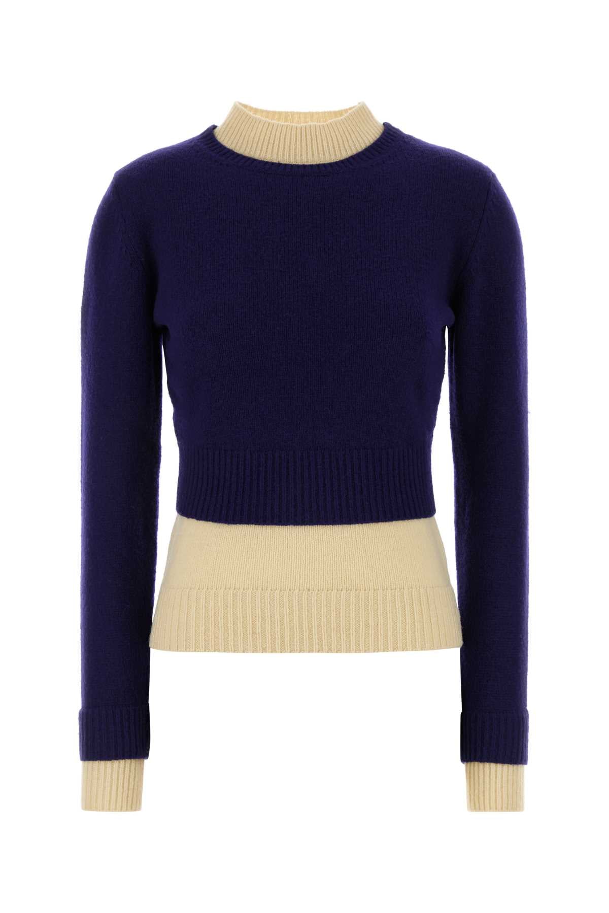 Jil Sander Women Navy Blue Wool Blend Sweater JIL SANDER