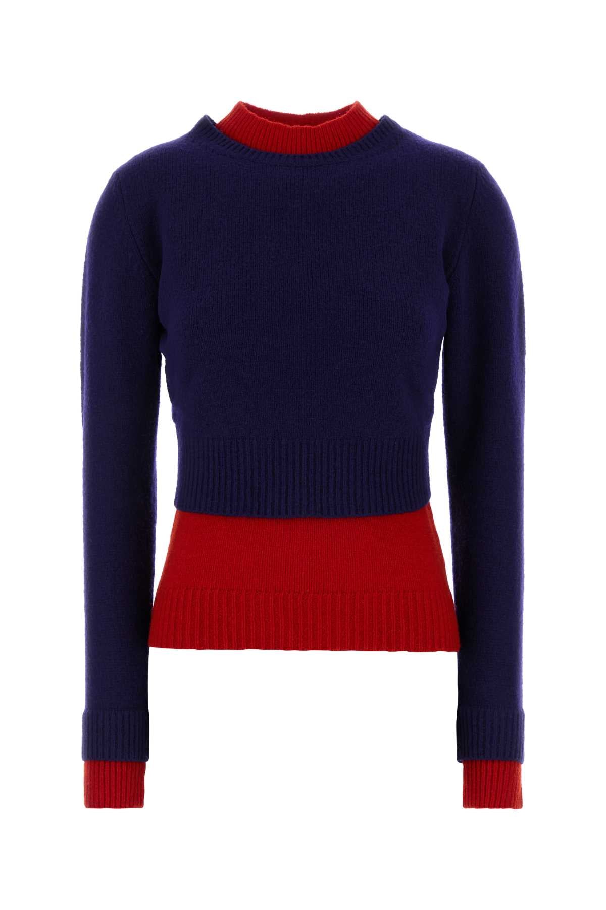 Jil Sander Women Navy Blue Wool Blend Sweater JIL SANDER