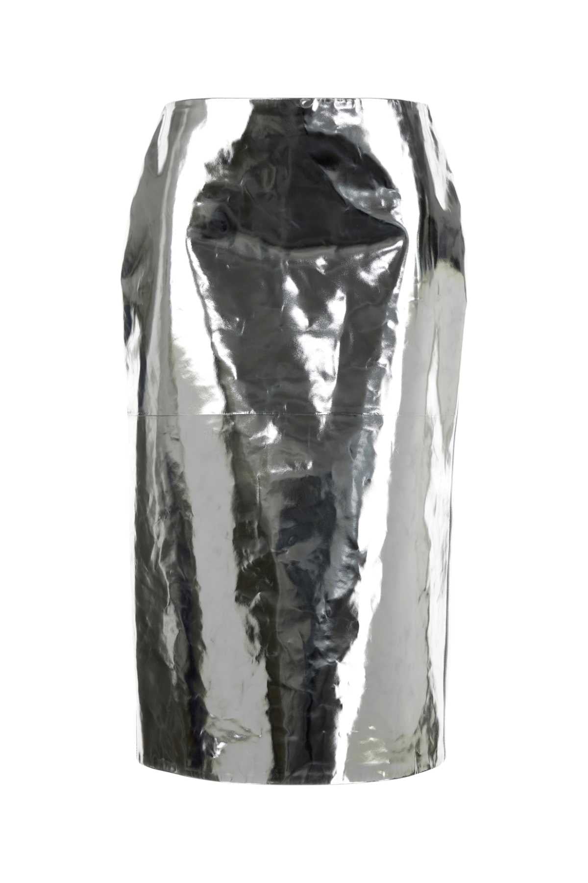 Jil Sander Women Silver Leather Skirt JIL SANDER