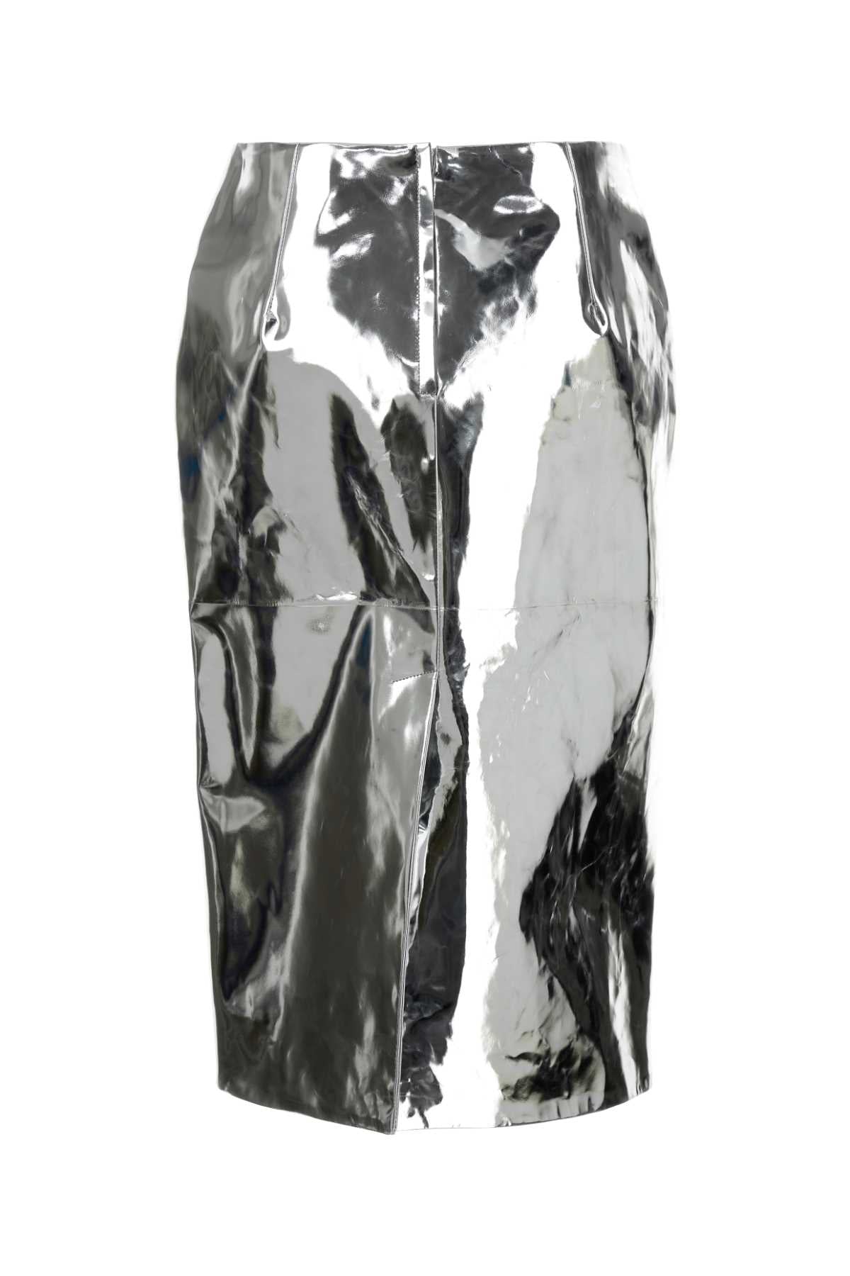 Jil Sander Women Silver Leather Skirt JIL SANDER