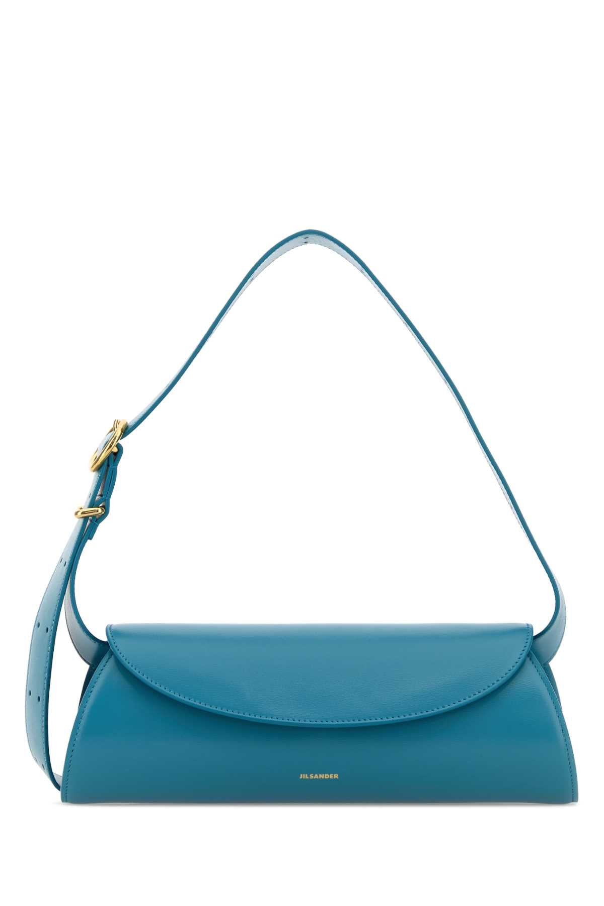 Jil Sander Women Turquoise Leather Small Cannolo Shoulder Bag JIL SANDER