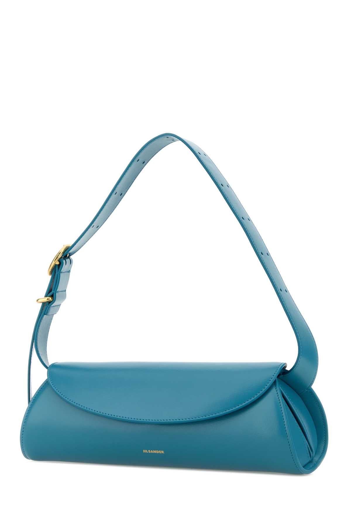Jil Sander Women Turquoise Leather Small Cannolo Shoulder Bag JIL SANDER