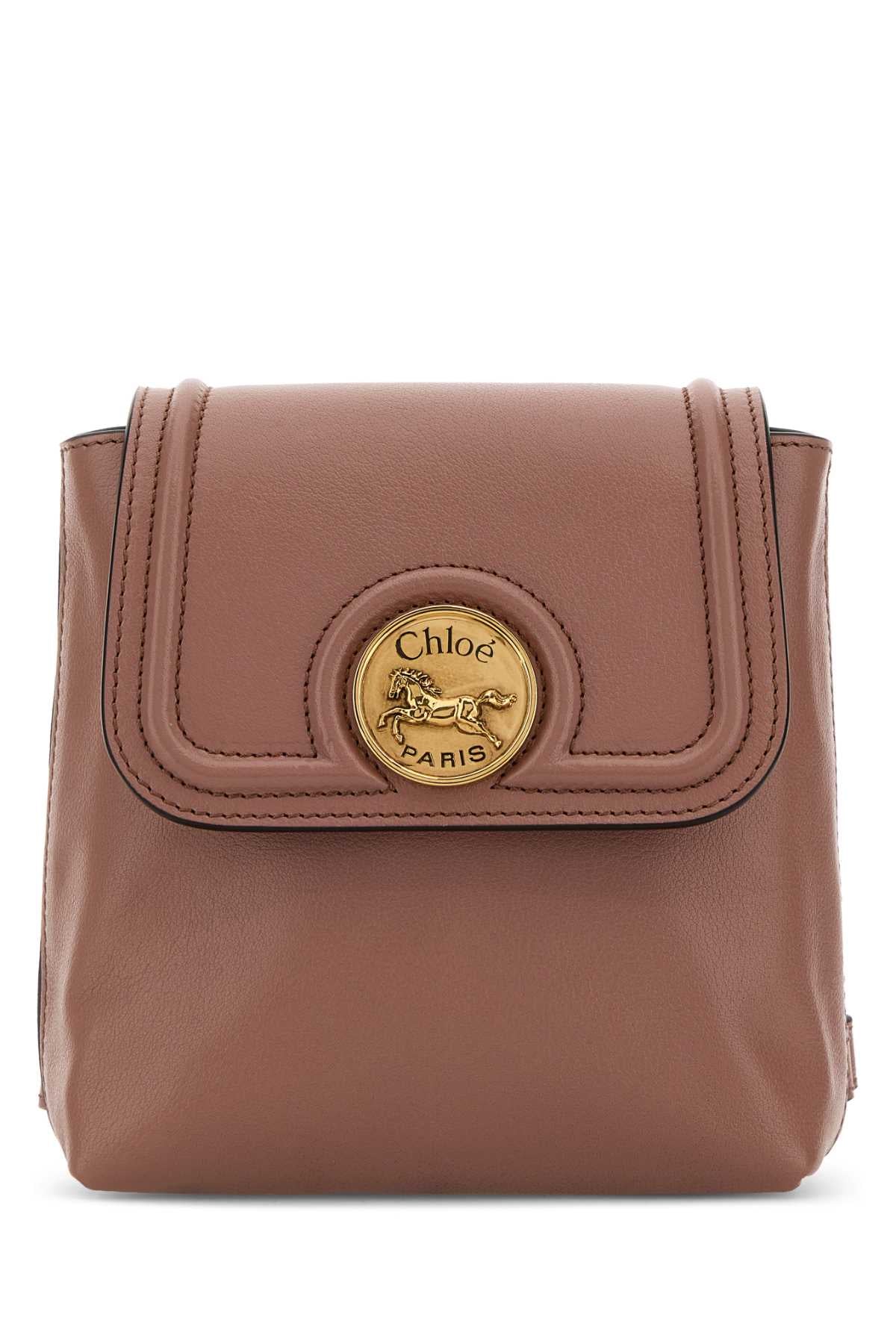 Chloe Women Antiqued Pink Leather Horse Medal Backpack CHLOE