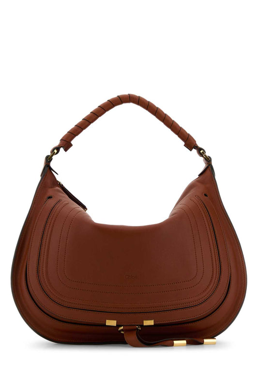 Chloe Women Caramel Leather Marcie Shoulder Bag CHLOE