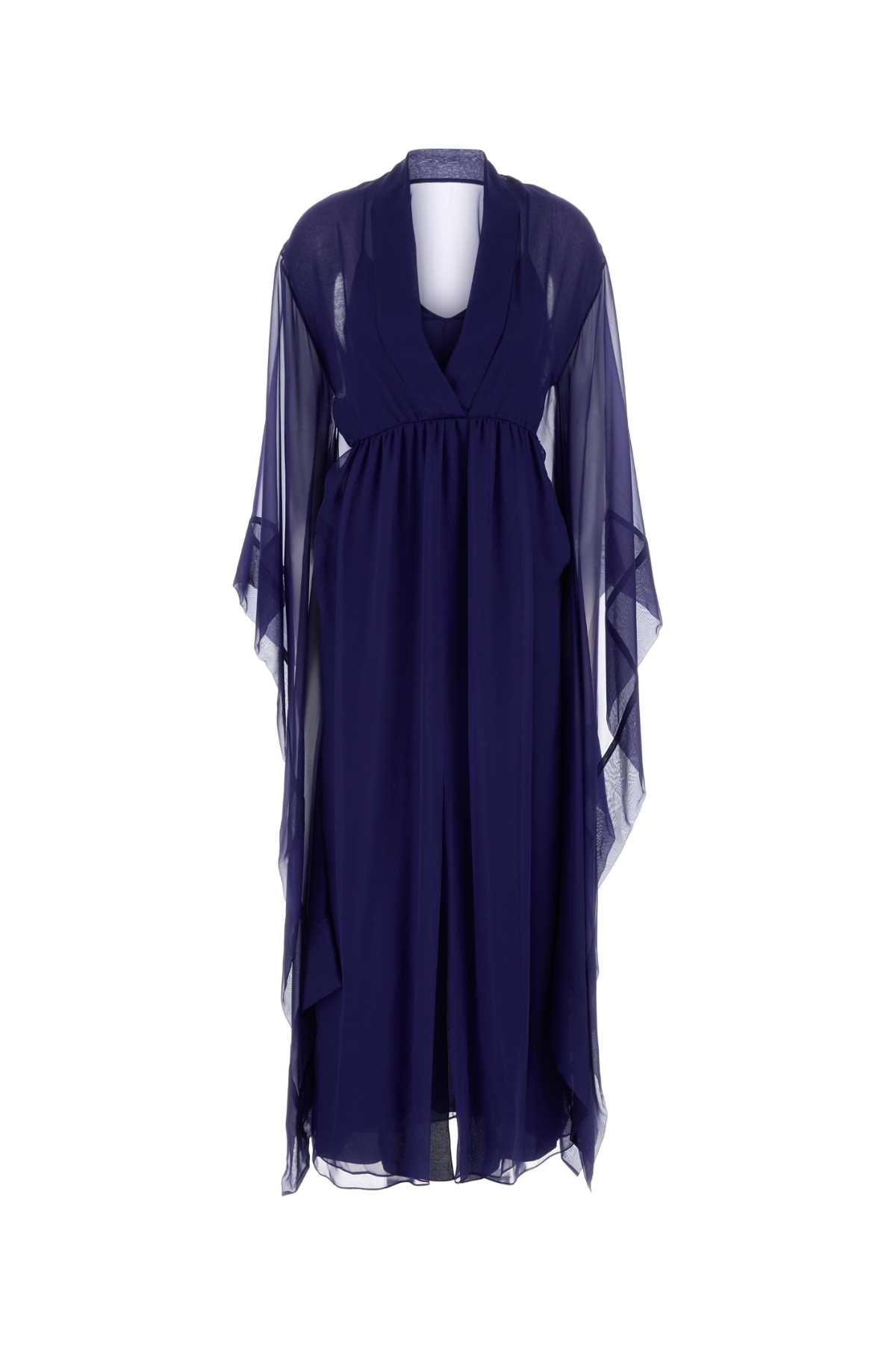 Alberta Ferretti Women Blue Chiffon Long Dress ALBERTA FERRETTI