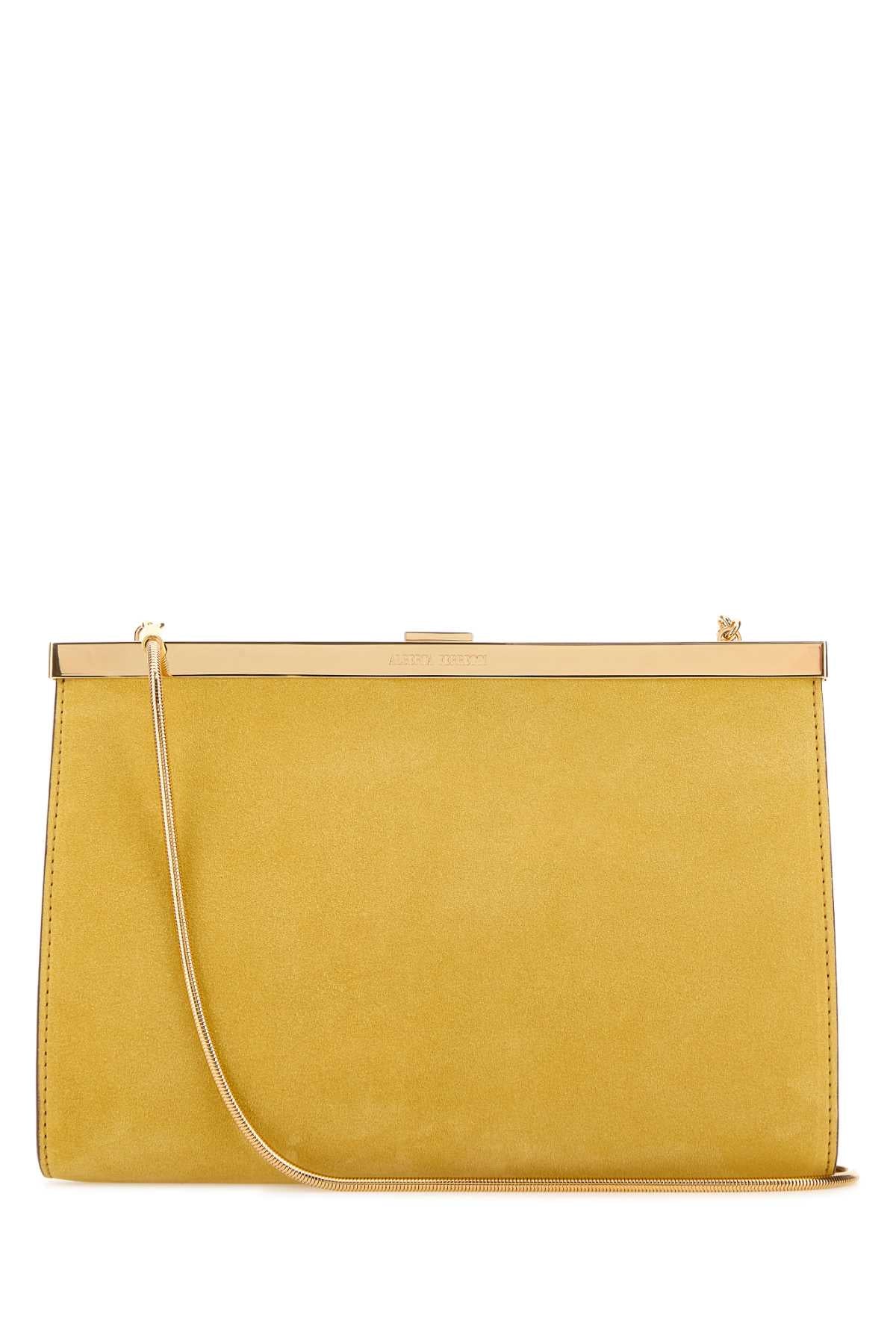 Alberta Ferretti Women Yellow Suede Clutch ALBERTA FERRETTI