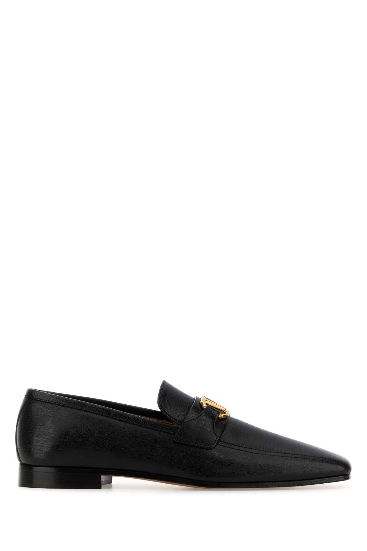 Valentino Garavani Men Black Leather Vlogo Signature Loafers VALENTINO GARAVANI