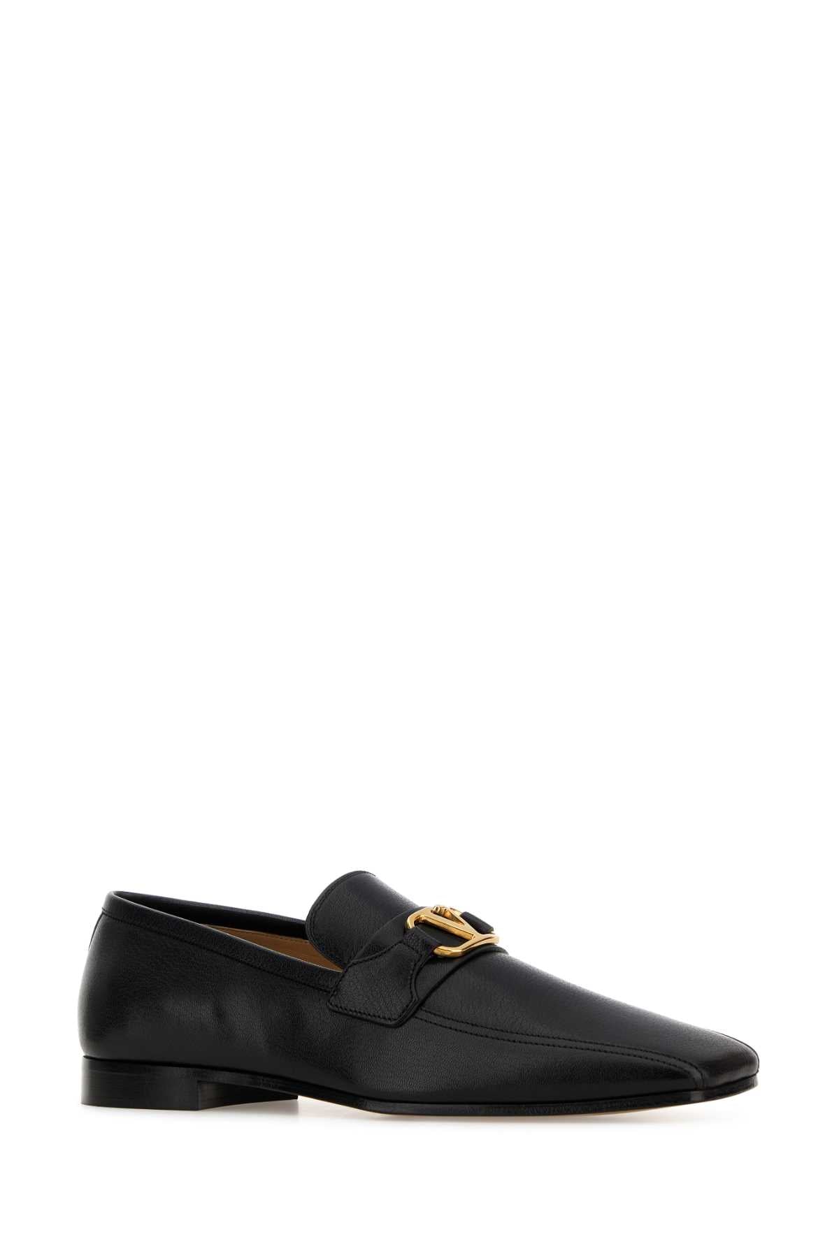 Valentino Garavani Men Black Leather Vlogo Signature Loafers VALENTINO GARAVANI