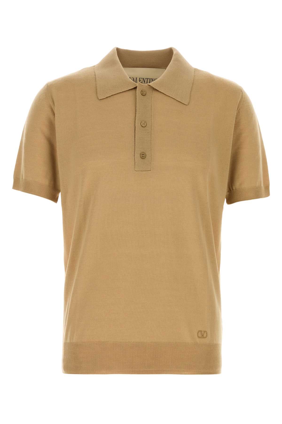 Valentino Garavani Men Camel Wool Polo Shirt VALENTINO GARAVANI