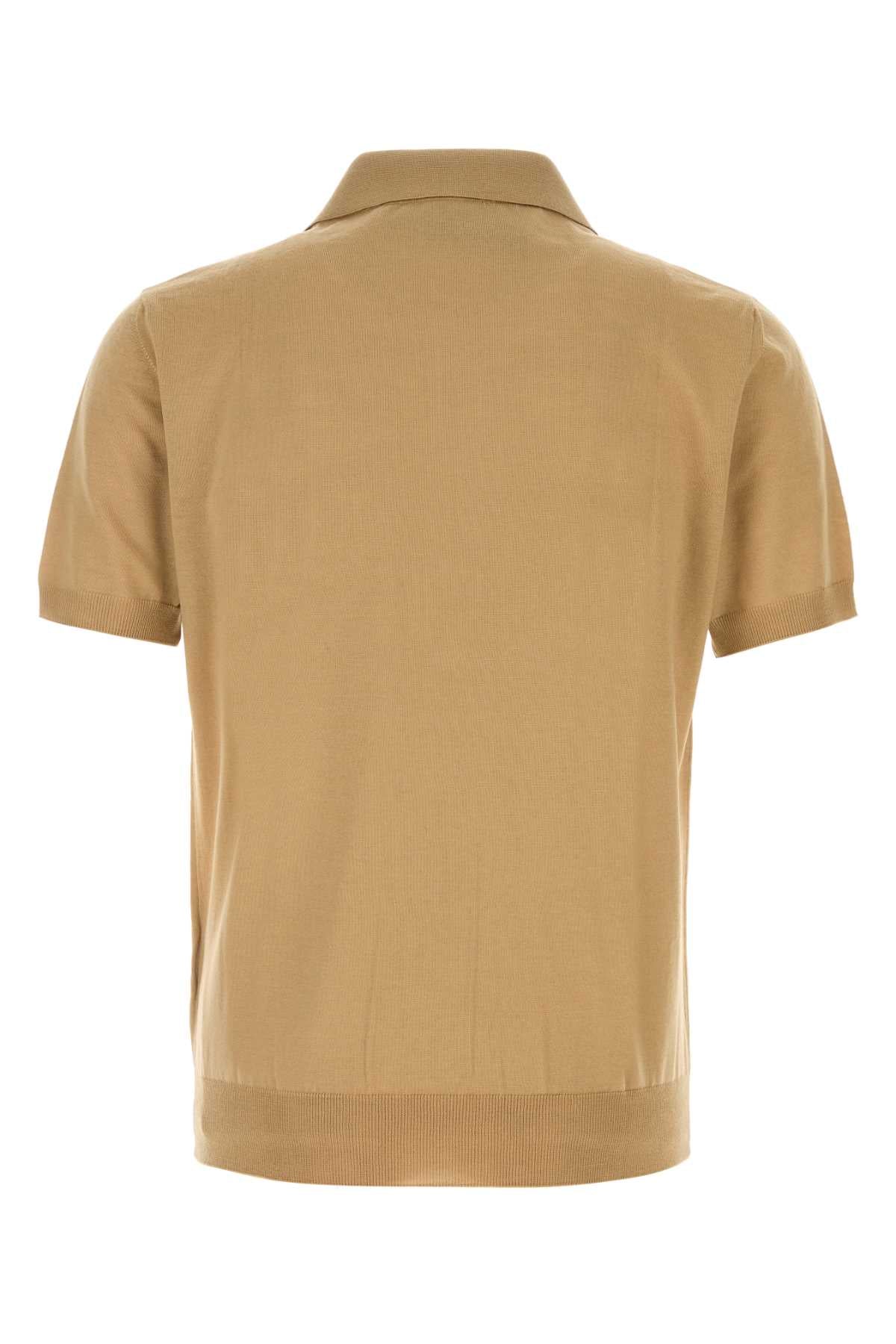 Valentino Garavani Men Camel Wool Polo Shirt VALENTINO GARAVANI