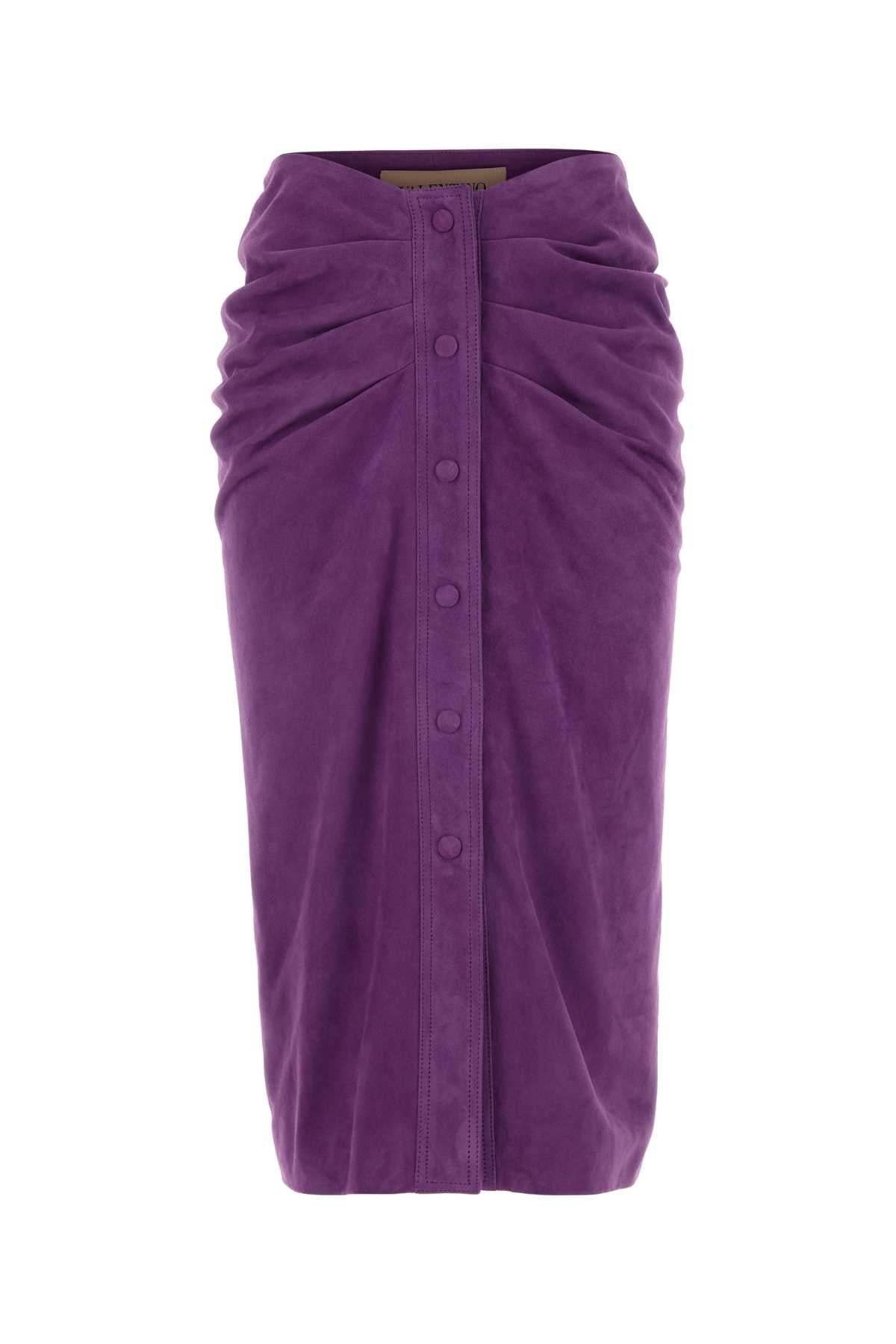Valentino Garavani Women Purple Suede Skirt VALENTINO GARAVANI