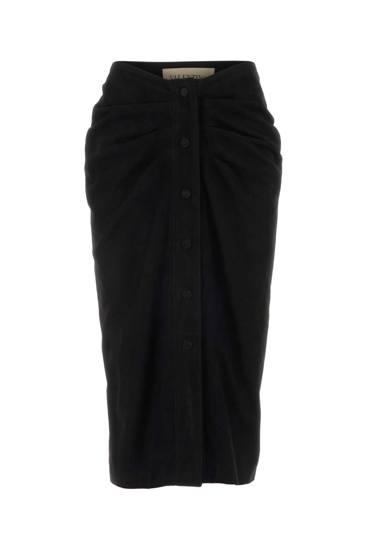 Valentino Garavani Women Black Suede Skirt VALENTINO GARAVANI