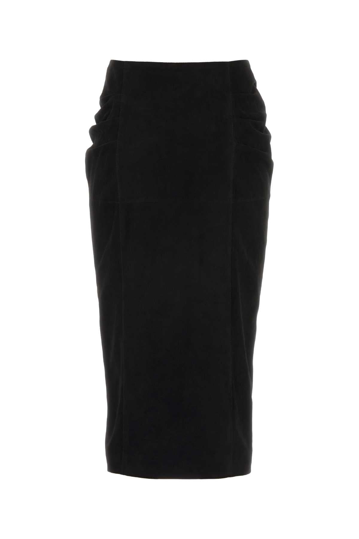 Valentino Garavani Women Black Suede Skirt VALENTINO GARAVANI