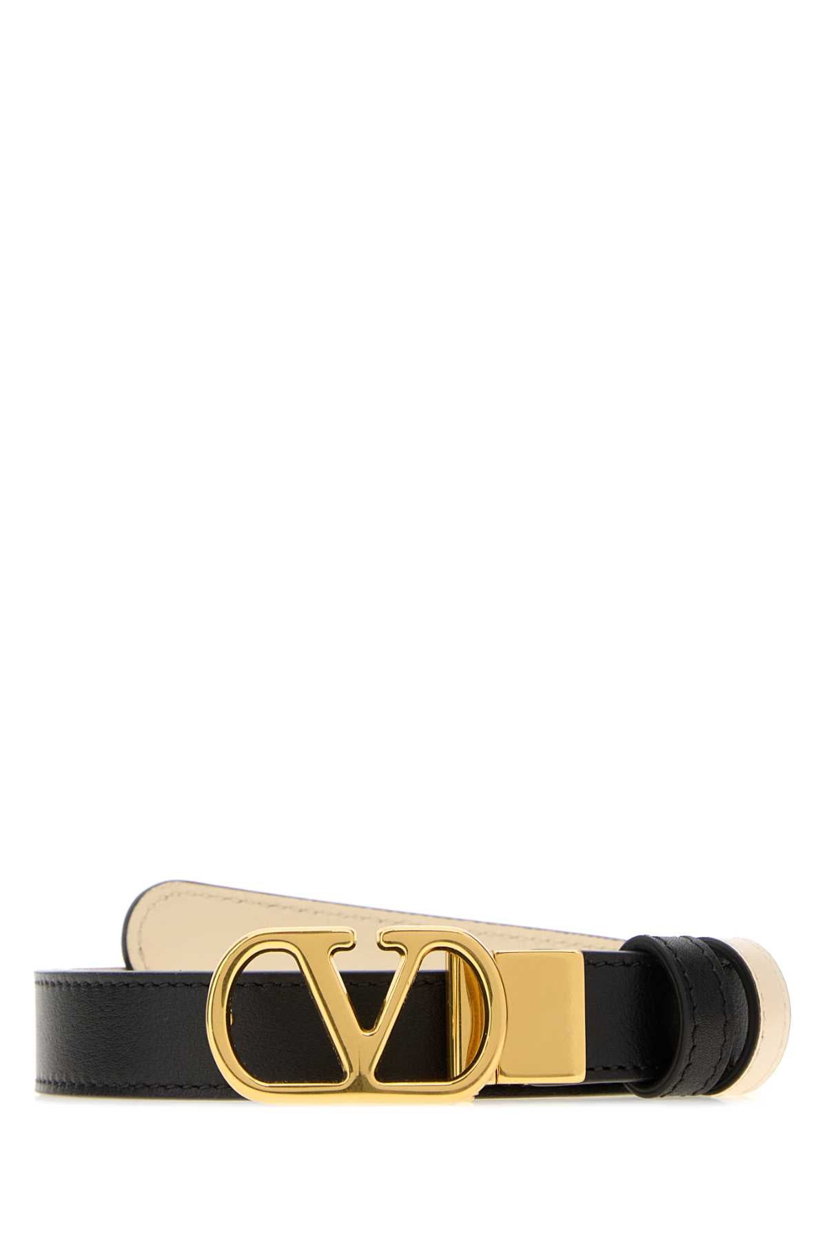 Valentino Garavani Women Black Leather Reversible Belt VALENTINO GARAVANI