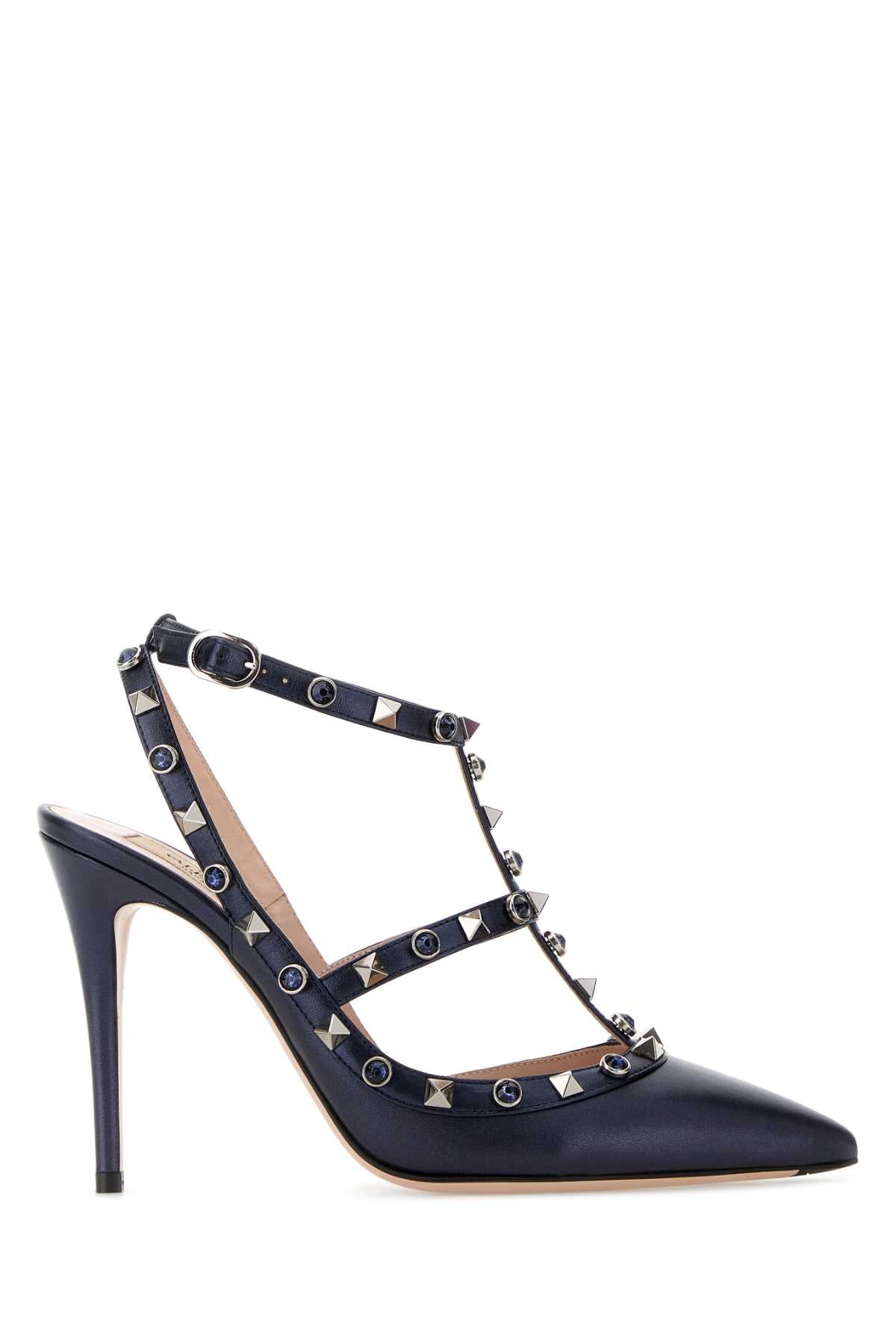 Valentino Garavani Women Dark Blue Leather Rockstud Pumps VALENTINO GARAVANI