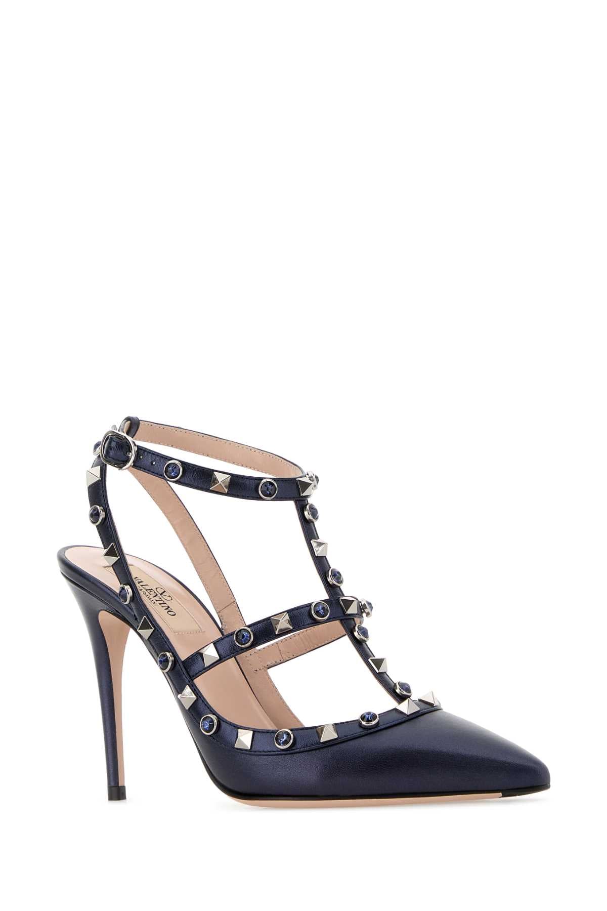 Valentino Garavani Women Dark Blue Leather Rockstud Pumps VALENTINO GARAVANI
