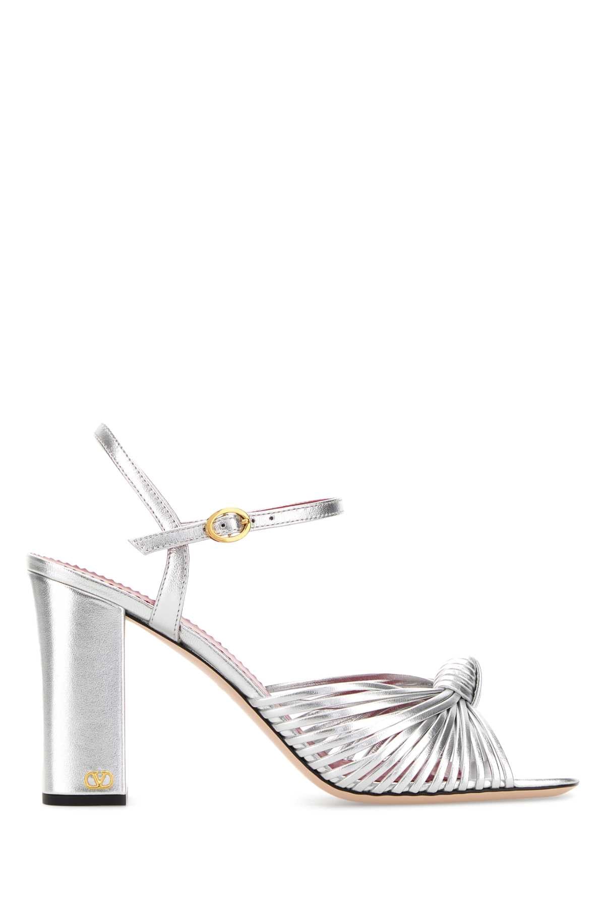 Valentino Garavani Women Silver Leather Annet Sandals VALENTINO GARAVANI