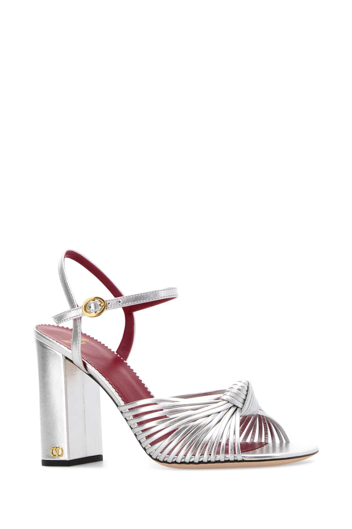 Valentino Garavani Women Silver Leather Annet Sandals VALENTINO GARAVANI