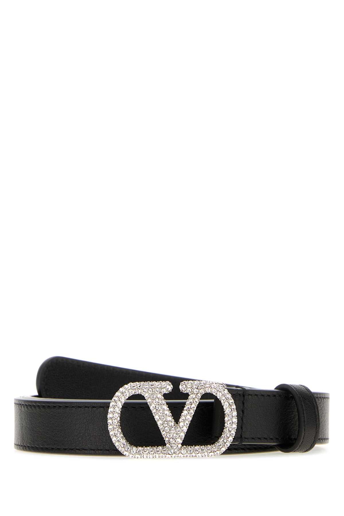Valentino Garavani Women Black Leather Vlogo Signature Belt VALENTINO GARAVANI