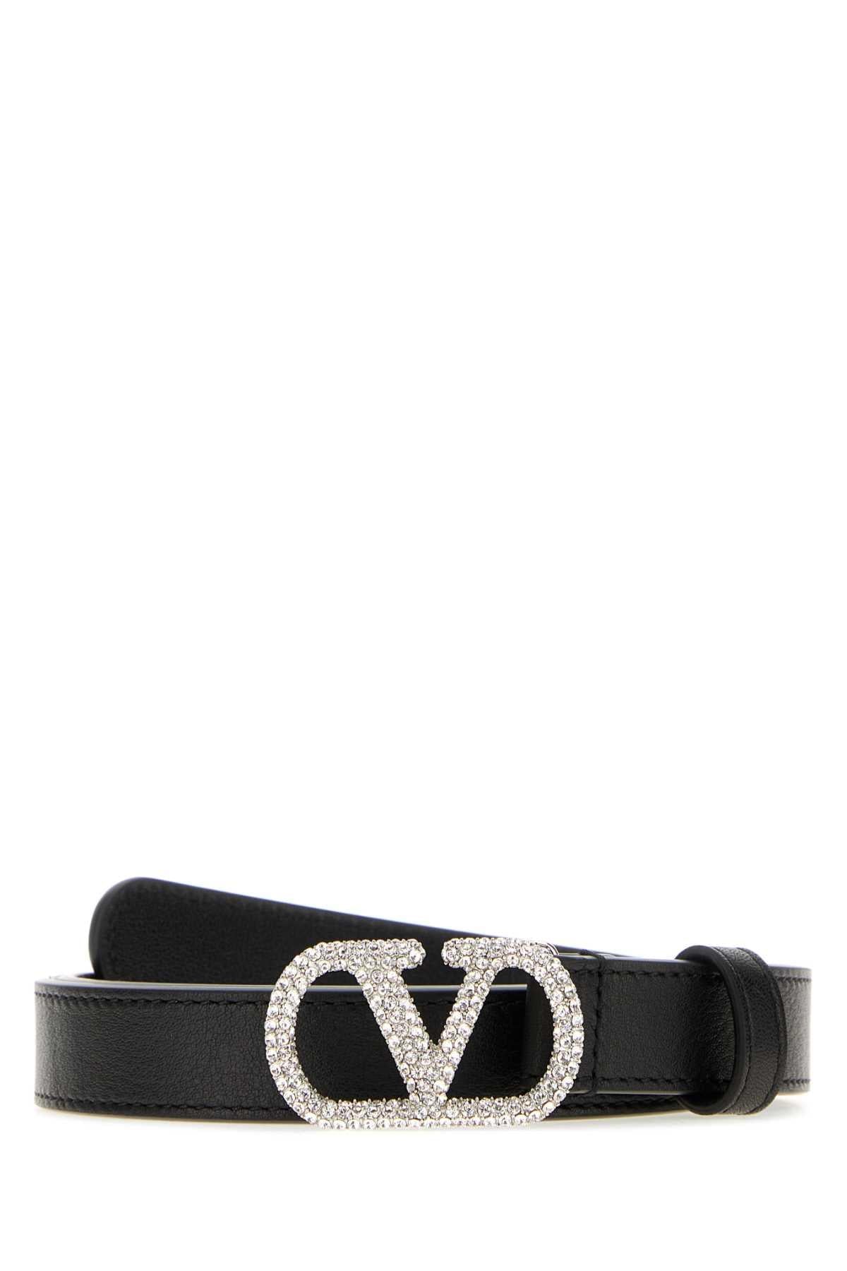 Valentino Garavani Women Black Leather Vlogo Signature Belt VALENTINO GARAVANI