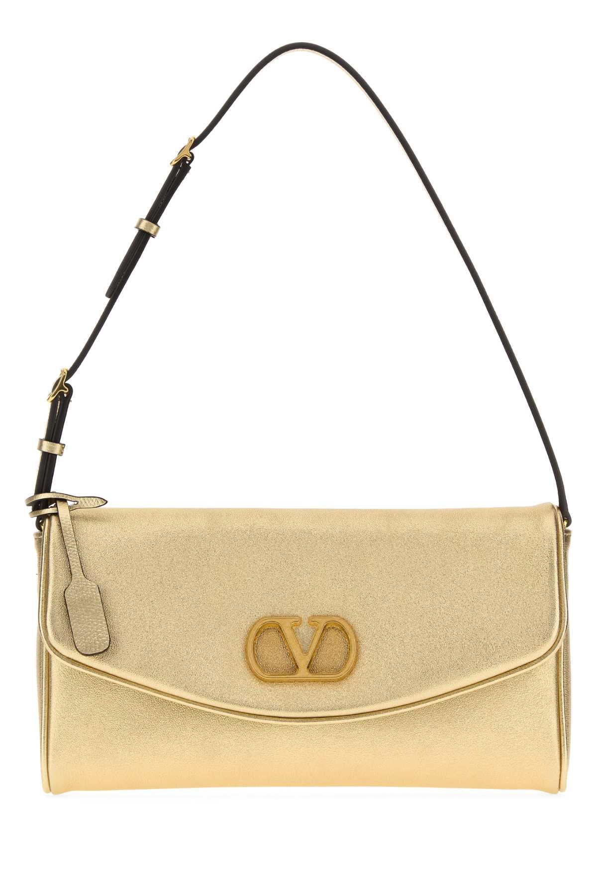 Valentino Garavani Women Gold Nappa Leather Devain Shoulder Bag VALENTINO GARAVANI