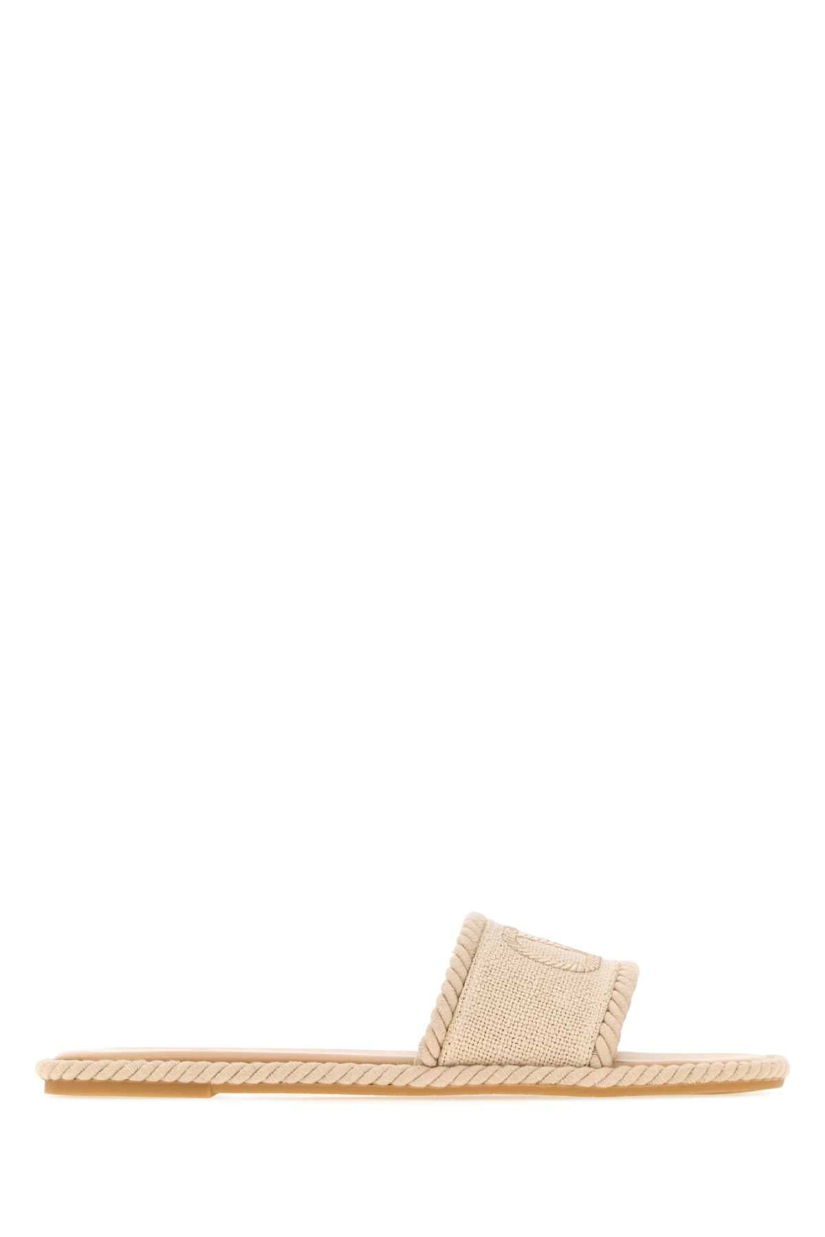 Valentino Garavani Women Sand Canvas Vlogo Signature Slippers VALENTINO GARAVANI