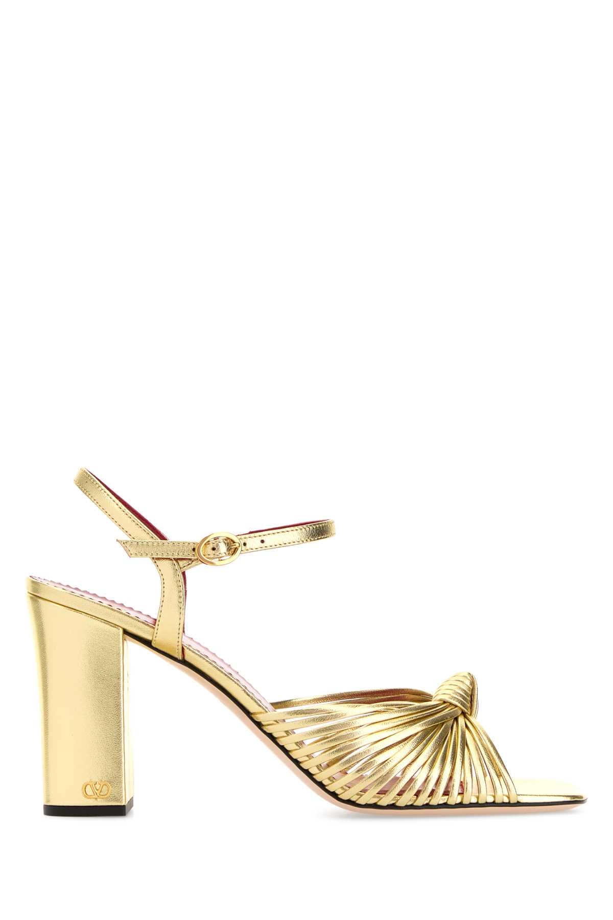 Valentino Garavani Women Gold Leather Annet Sandals VALENTINO GARAVANI
