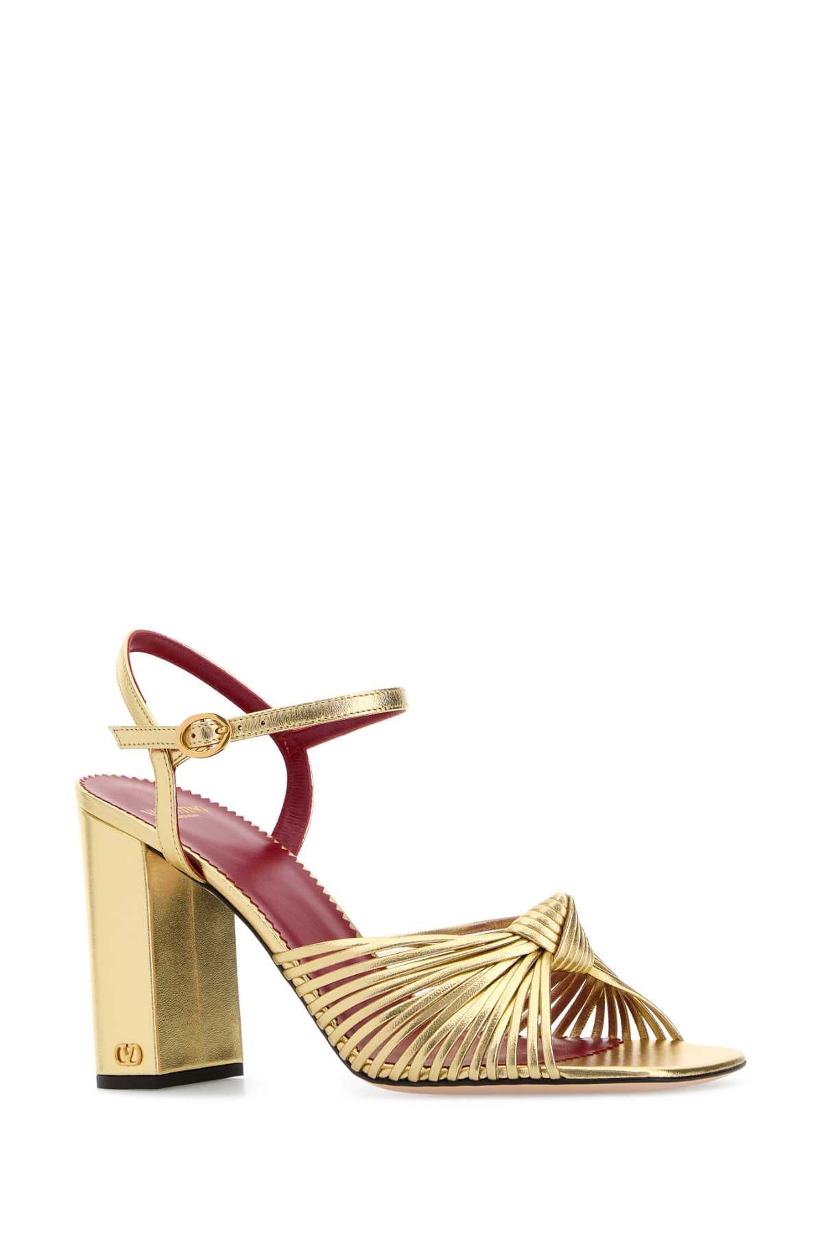 Valentino Garavani Women Gold Leather Annet Sandals VALENTINO GARAVANI